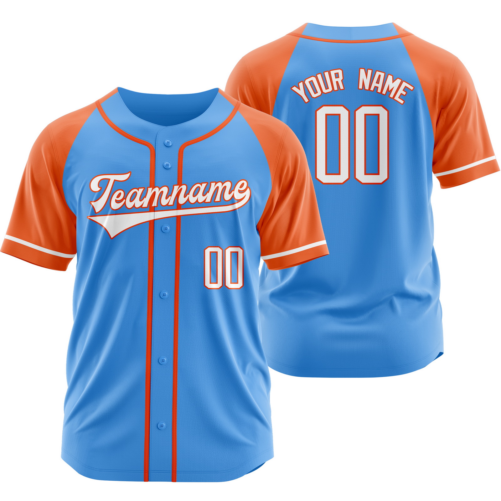 Custom Blue Orange A Baseball Jersey Button-Down Softball Shirt