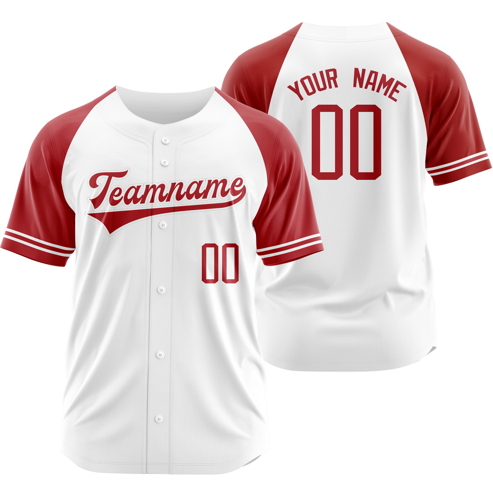 Custom White Red B Baseball Jersey Button-Down Softball Shirt