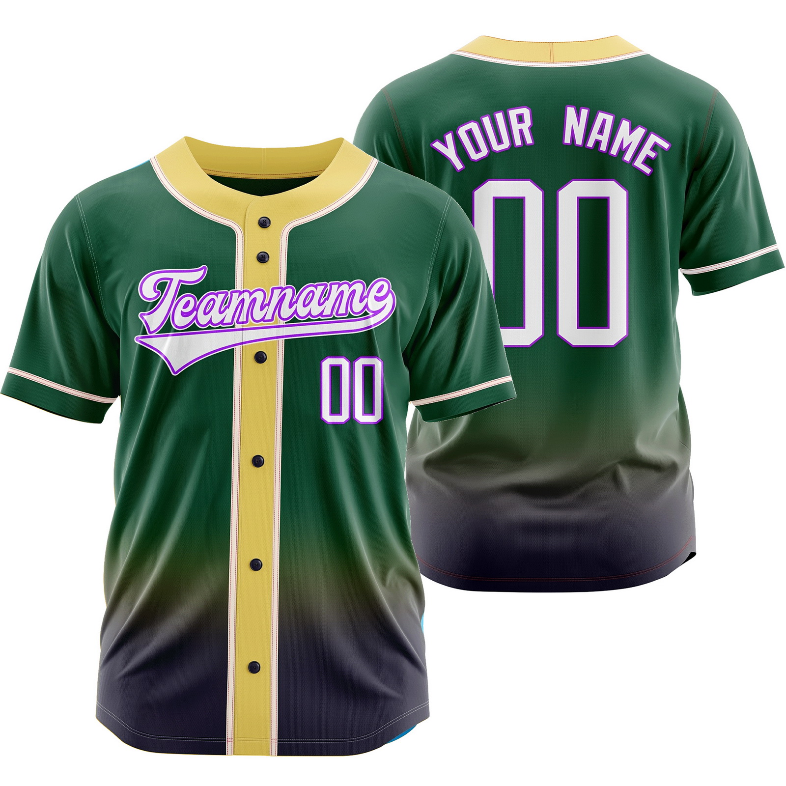 Custom Green Baseball Jersey Button-Down Softball Shirt