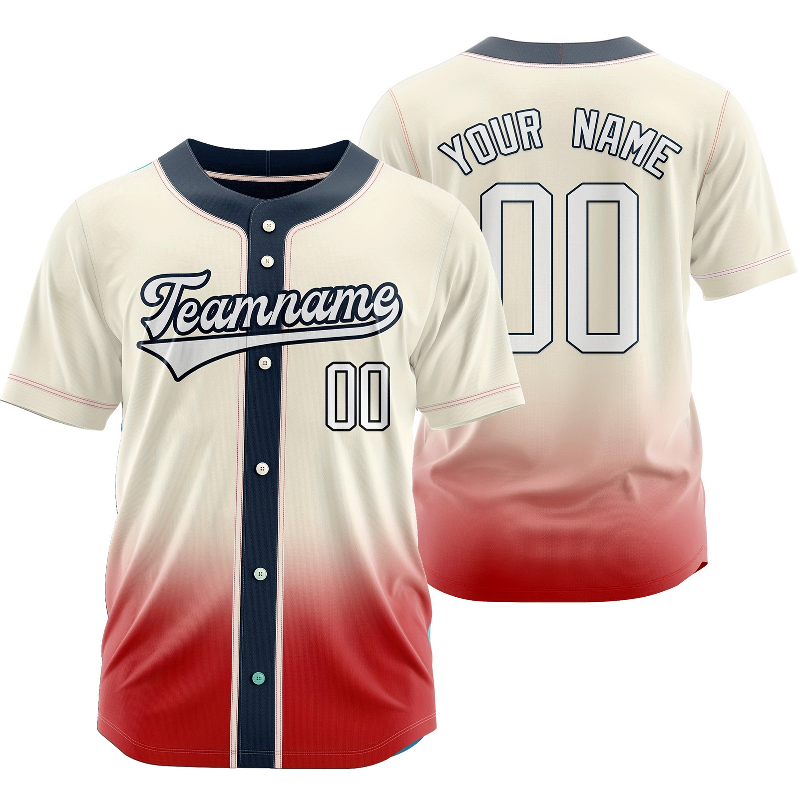 Custom Cream Baseball Jersey Button-Down Softball Shirt