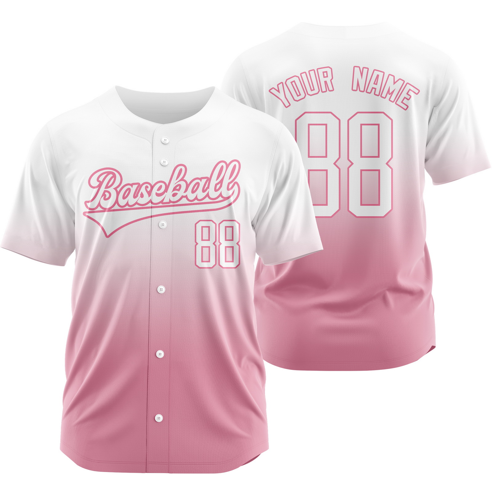 Custom White Peach Baseball Jersey Short Sleeve Softball Shirt