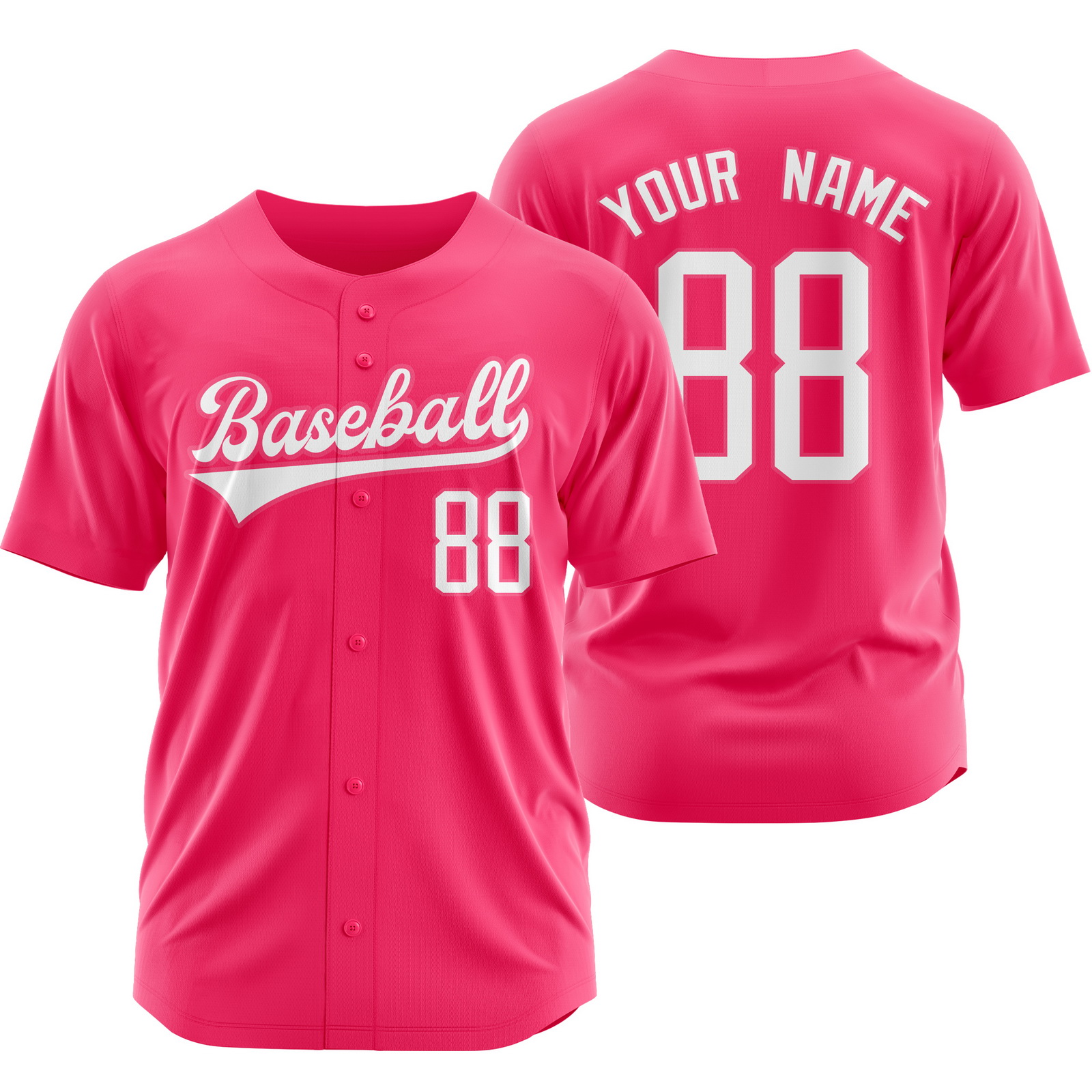 Custom Pink Baseball Jersey Short Sleeve Softball Shirt