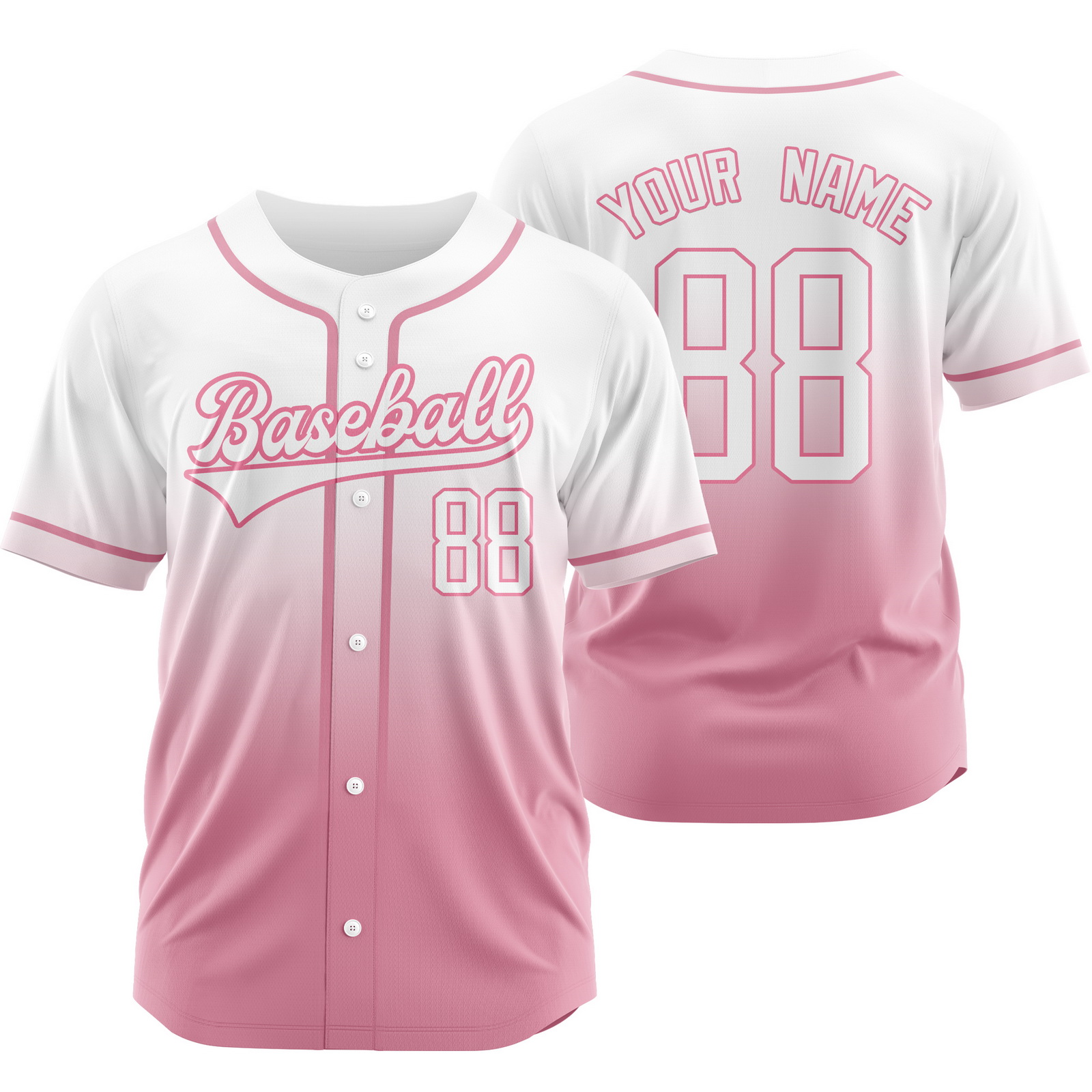 Custom White Peach A Baseball Jersey Short Sleeve Softball Shirt