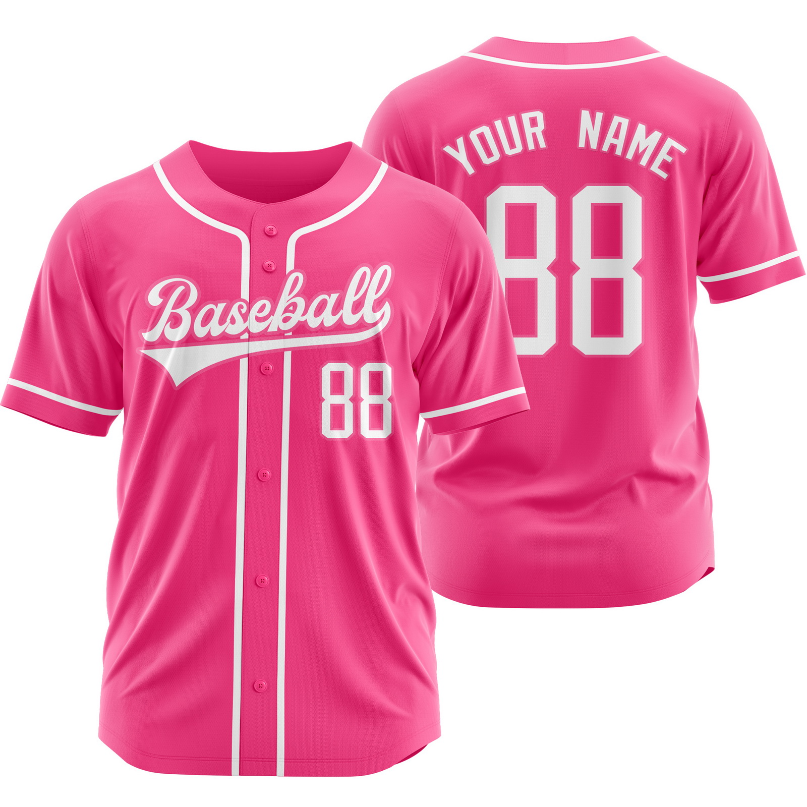 Custom Pink Z Baseball Jersey Short Sleeve Softball Shirt