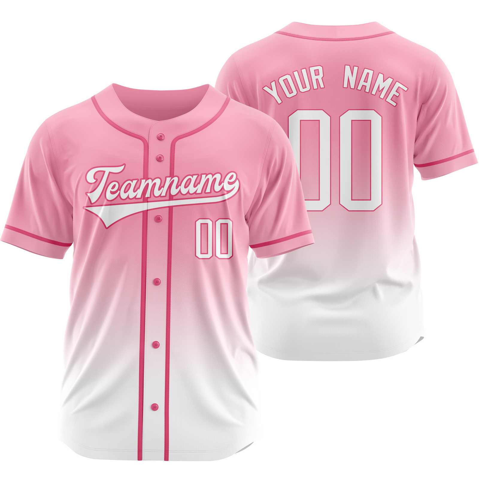 Custom Peach White Baseball Jersey Short Sleeve Softball Shirt