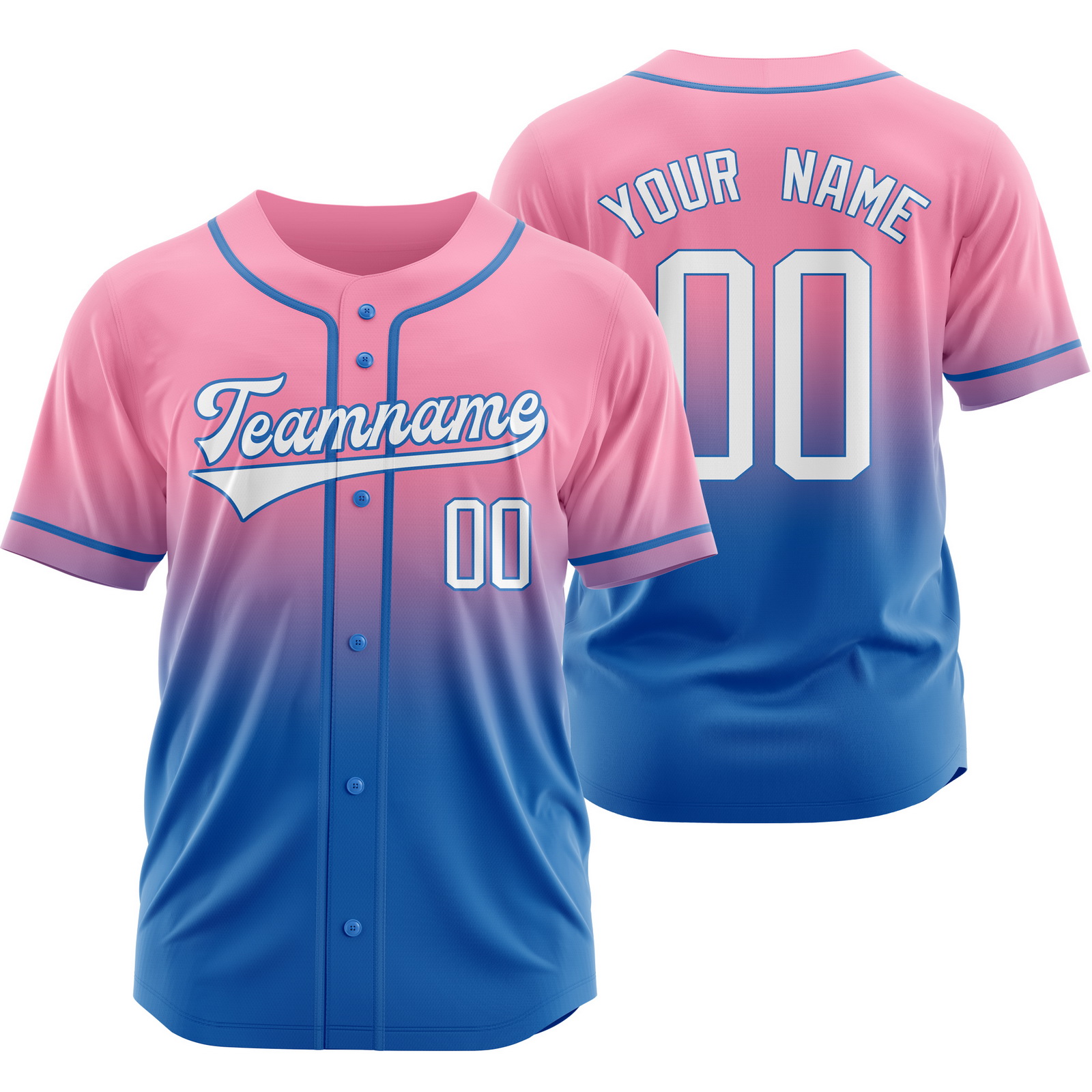 Custom Pink Blue C Baseball Jersey Short Sleeve Softball Shirt