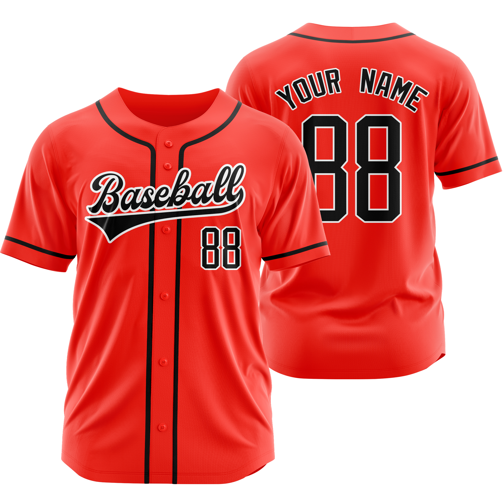 Custom Red Black Baseball Jersey Short Sleeve Softball Shirt