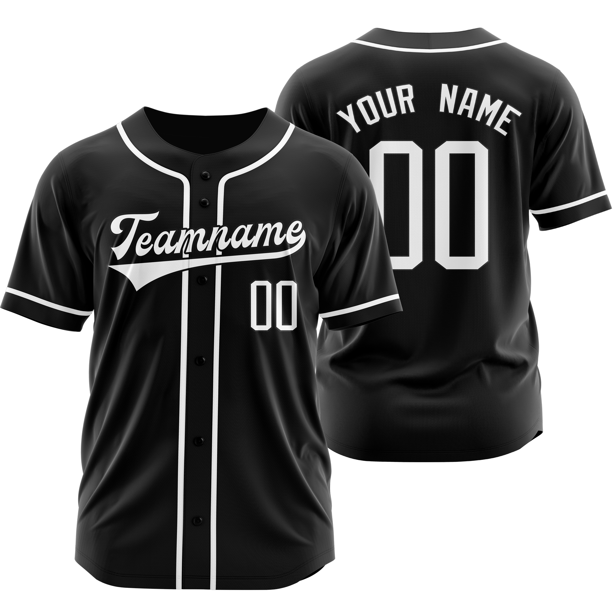 Custom Black Baseball Jersey Short Sleeve Softball Shirt