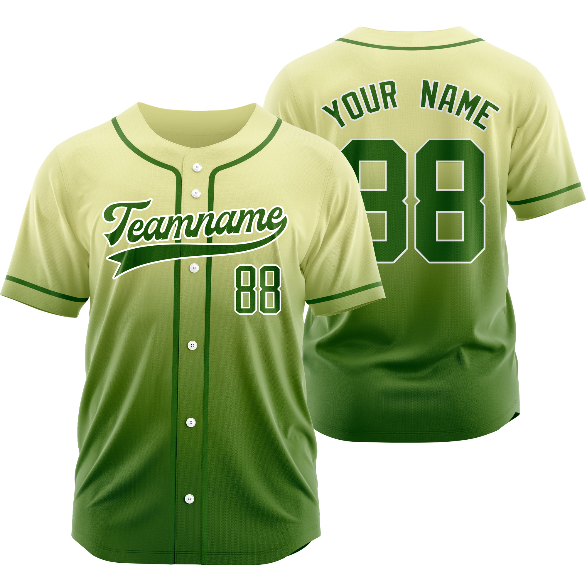 Custom Green Green Gradient Baseball Jersey Personalized Shirt