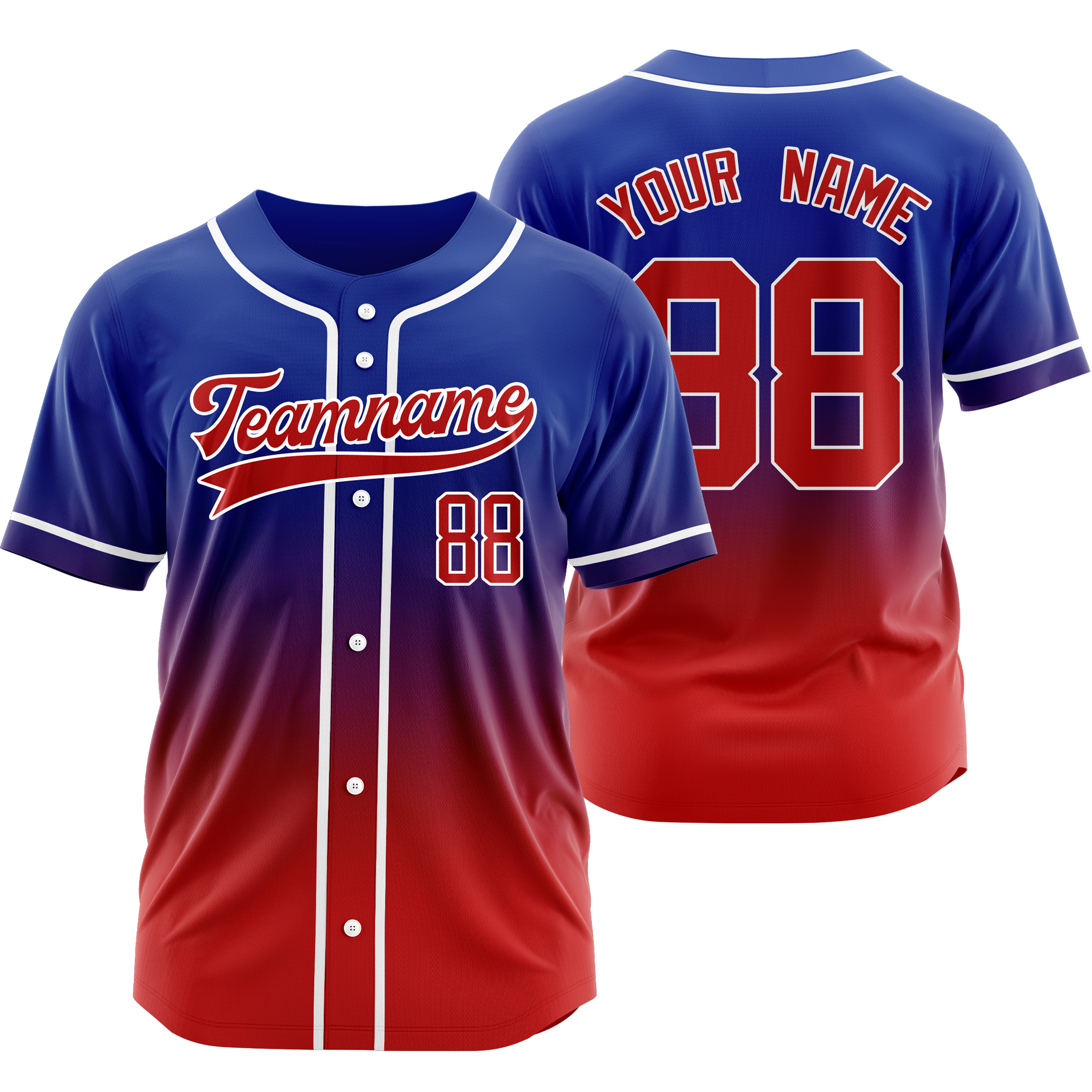 Custom Blue Red Gradient Baseball Jersey Personalized Shirt