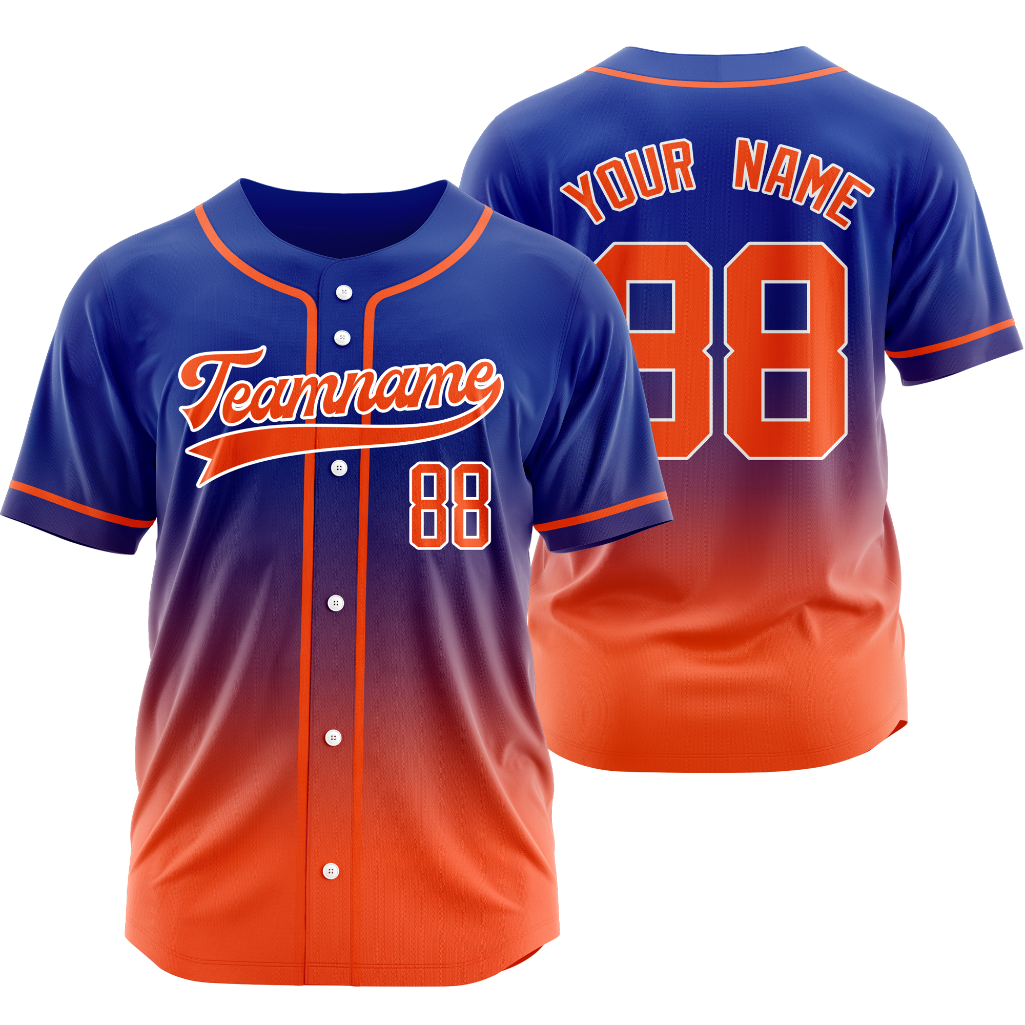 Custom Blue Orange Gradient Baseball Jersey Personalized Shirt
