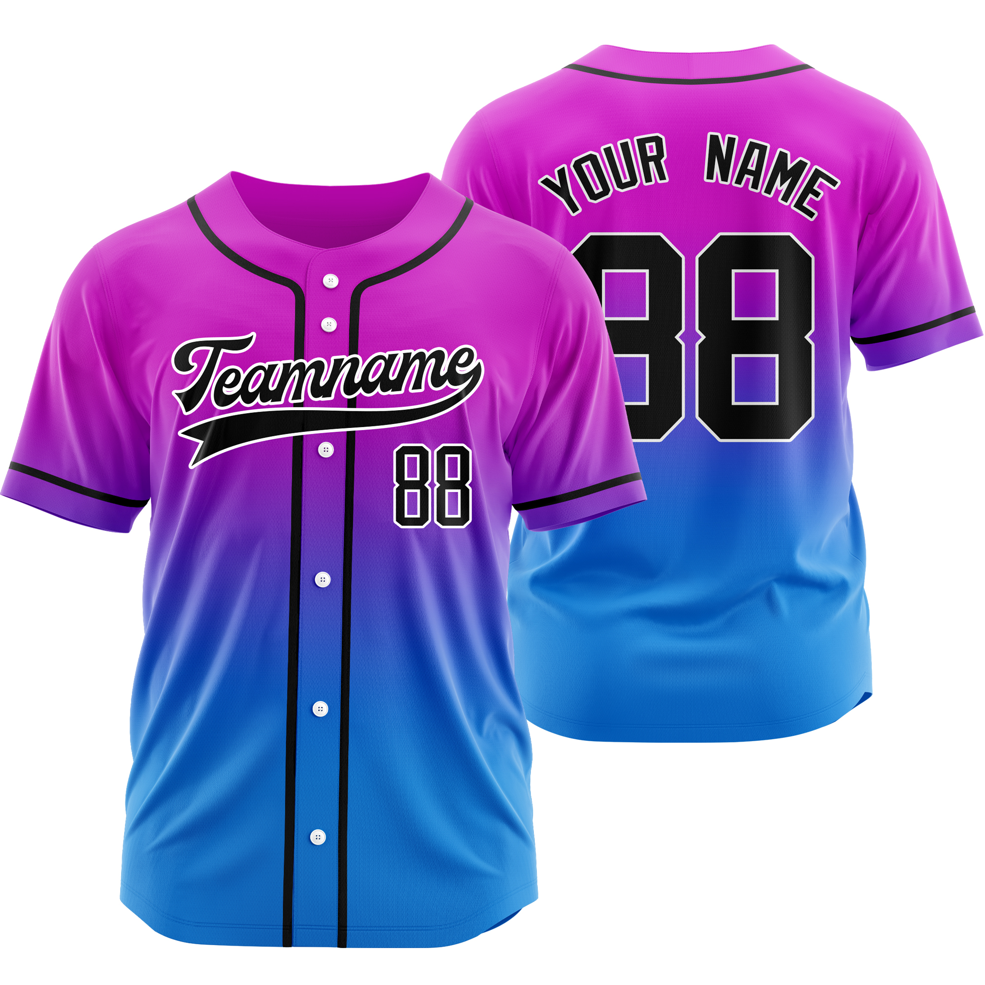 Custom Purple Blue Gradient Baseball Jersey Personalized Shirt