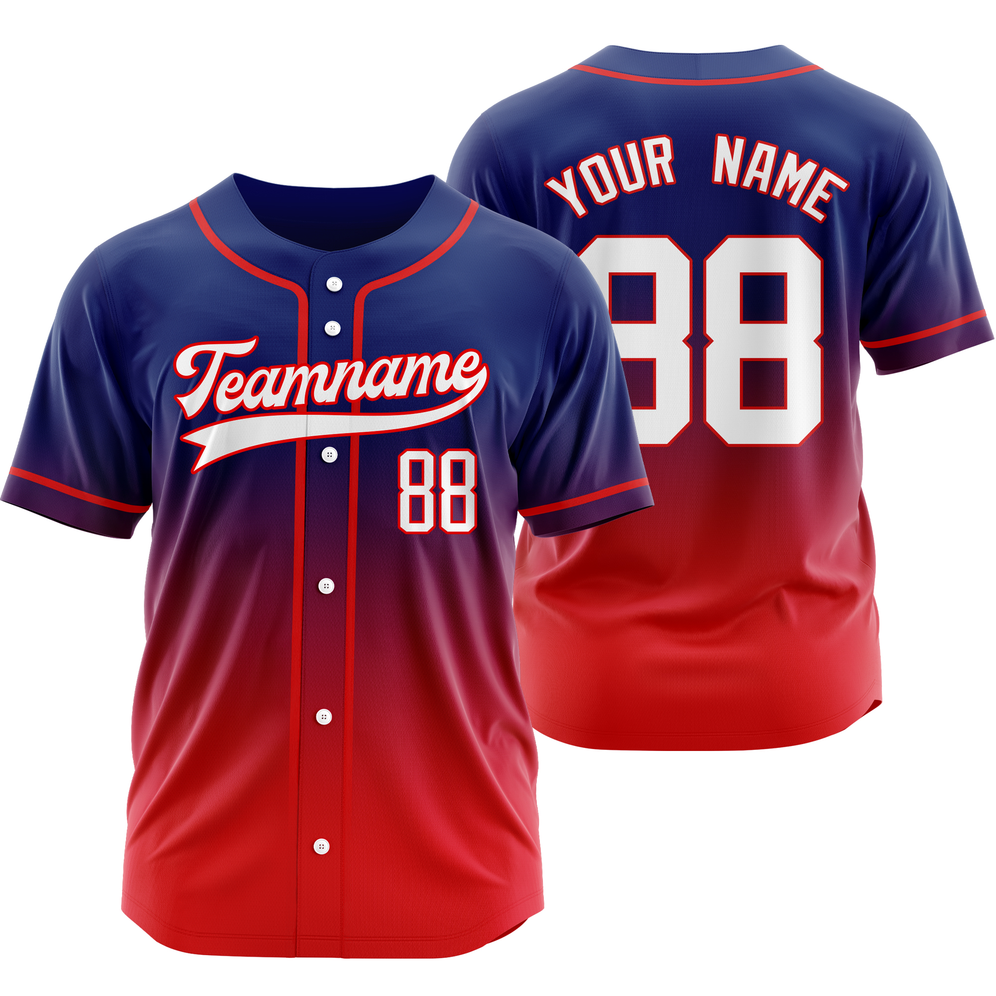 Custom Navy Red Gradient Baseball Jersey Personalized Shirt