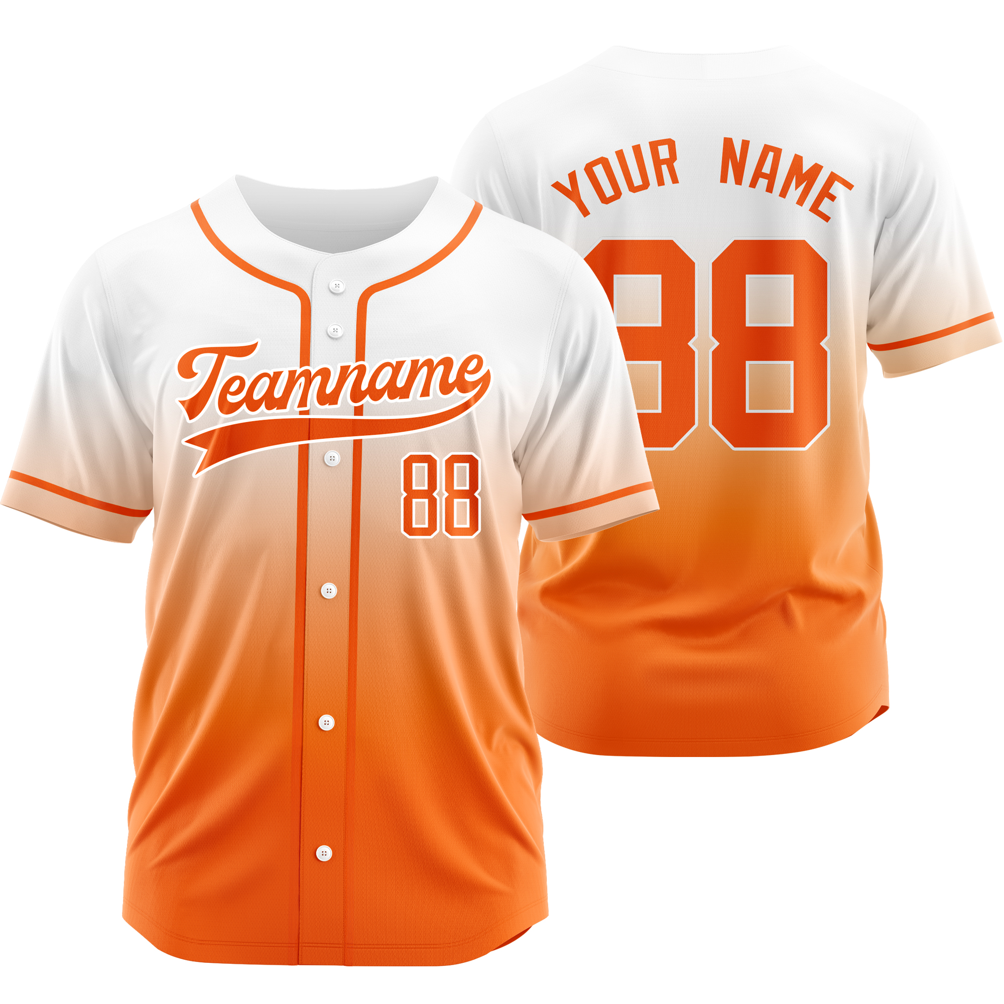 Custom White Yellow Gradient Baseball Jersey Personalized Shirt