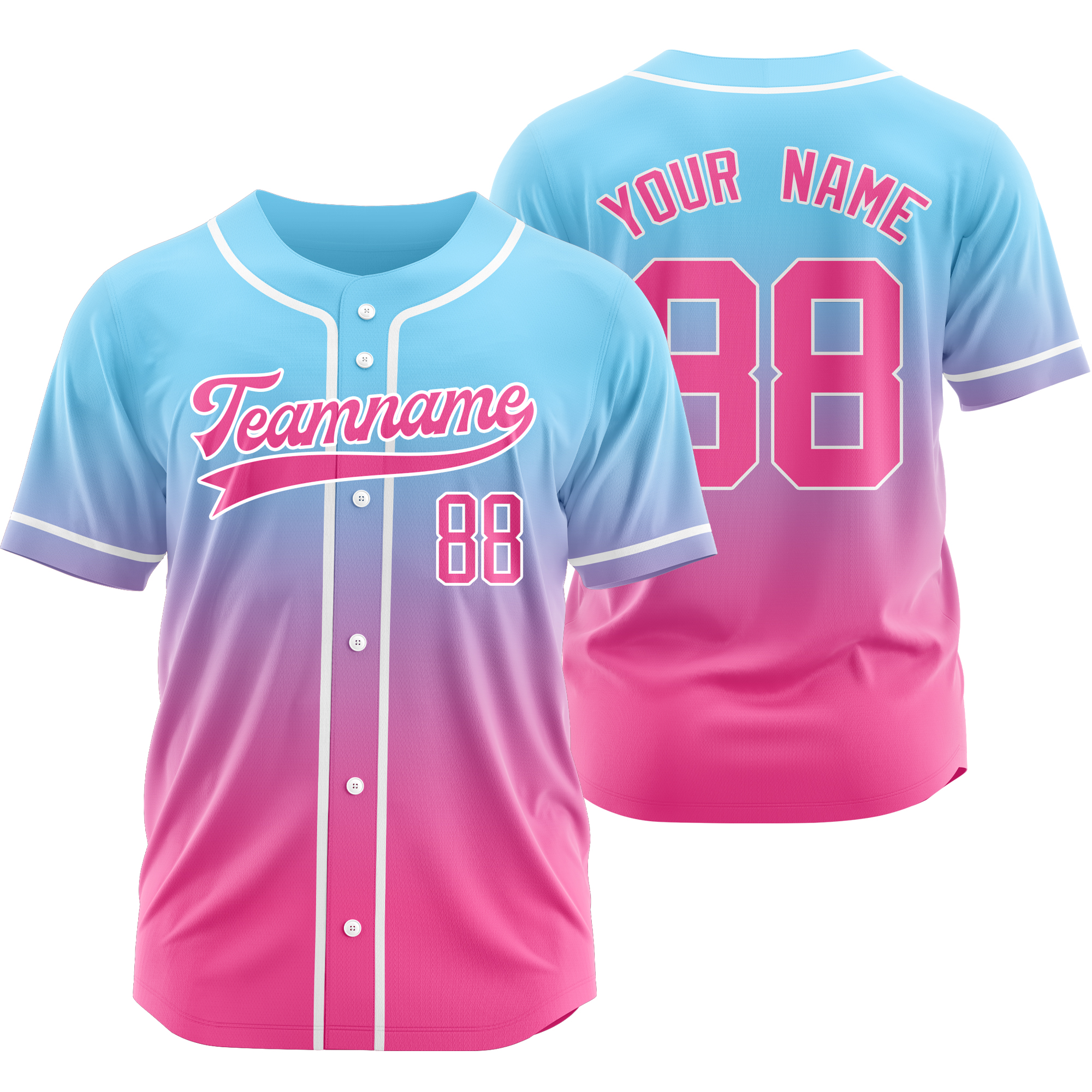 Custom Blue Pink Gradient Baseball Jersey Personalized Shirt