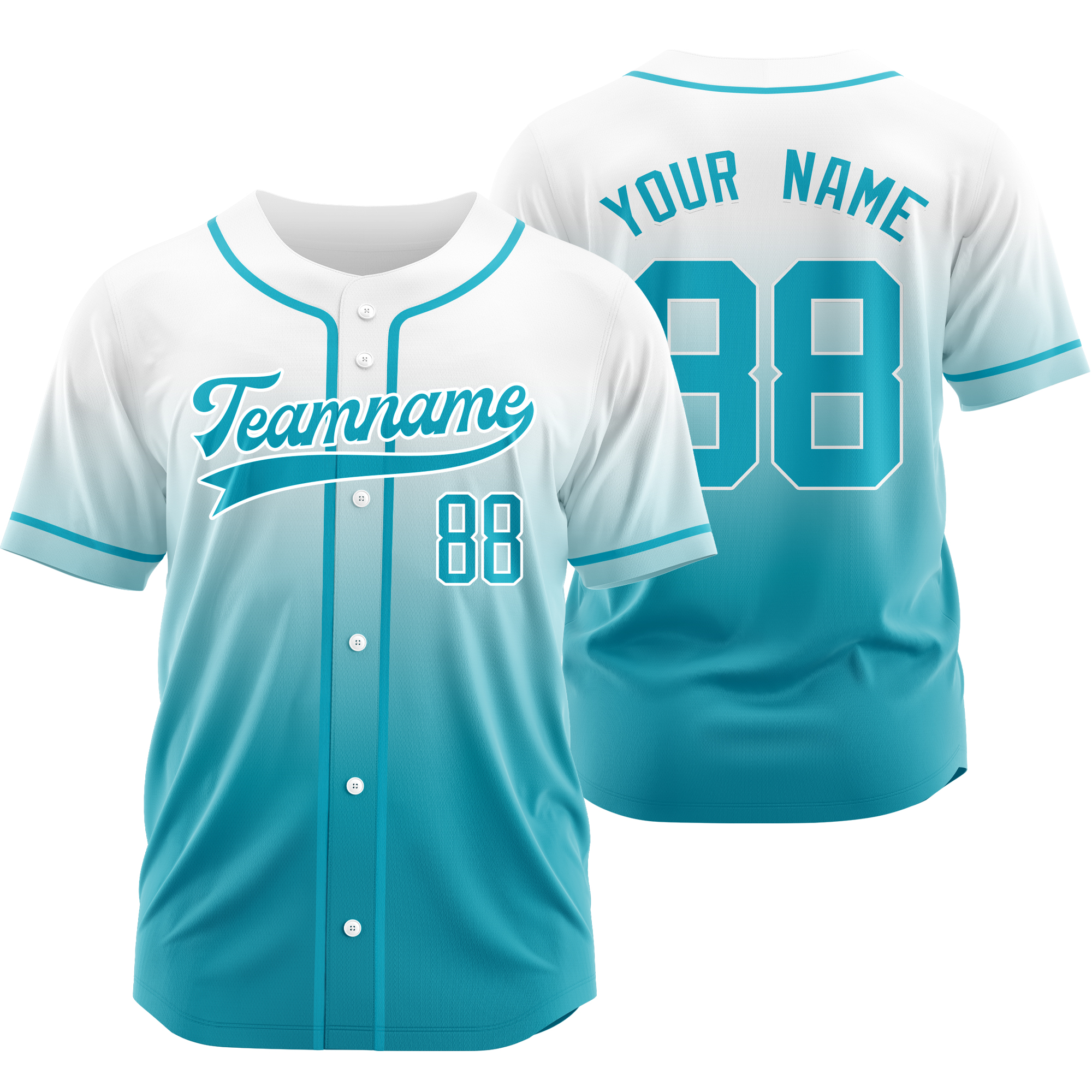 Custom White BabyBlue Gradient Baseball Jersey Personalized Shirt