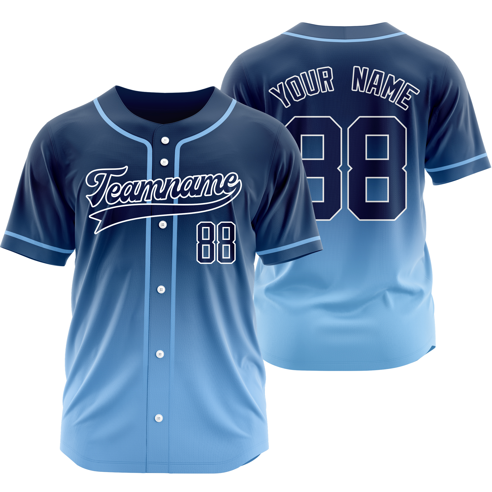 Custom Navy Blue Gradient Baseball Jersey Personalized Shirt