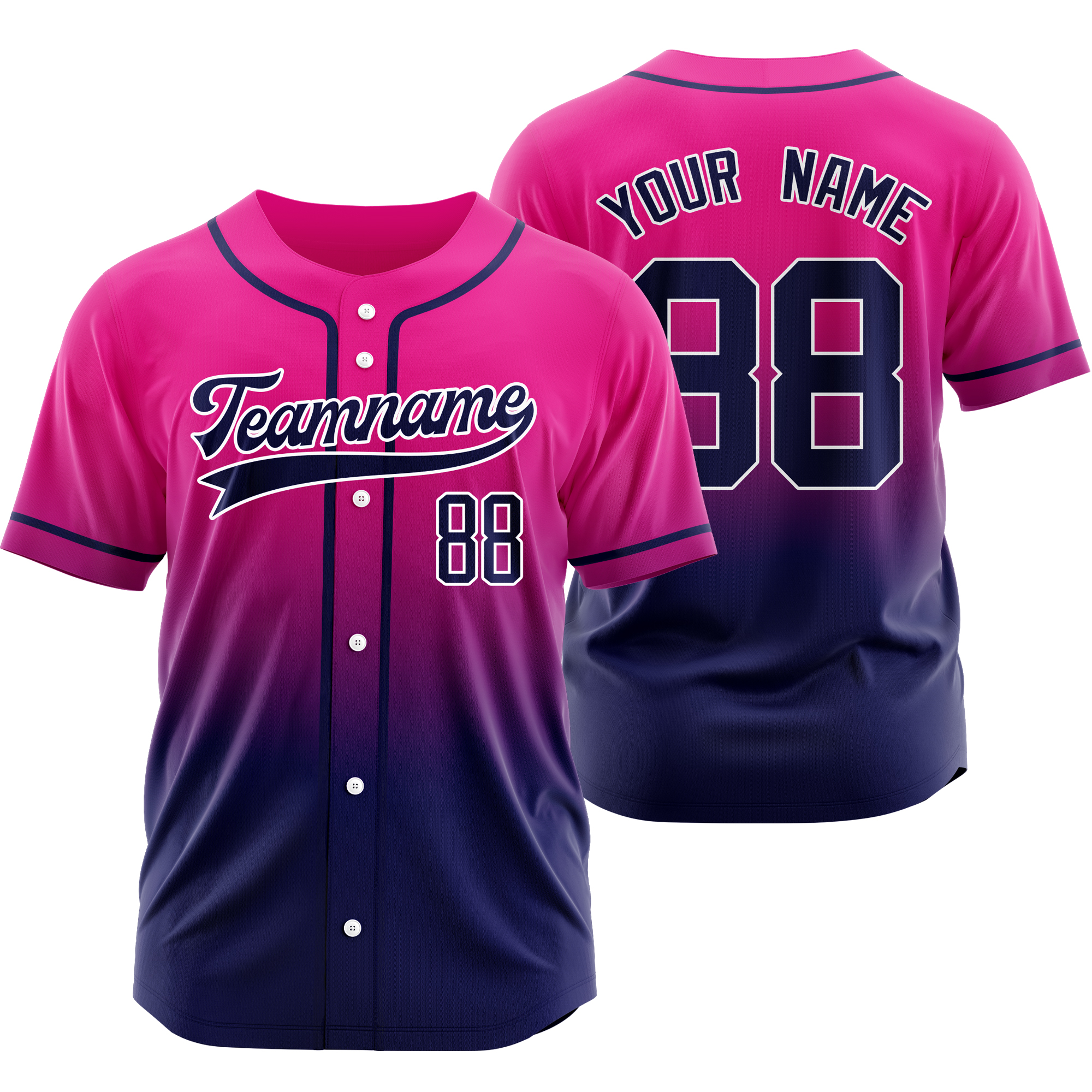 Custom Purple Navy Gradient Baseball Jersey Personalized Shirt