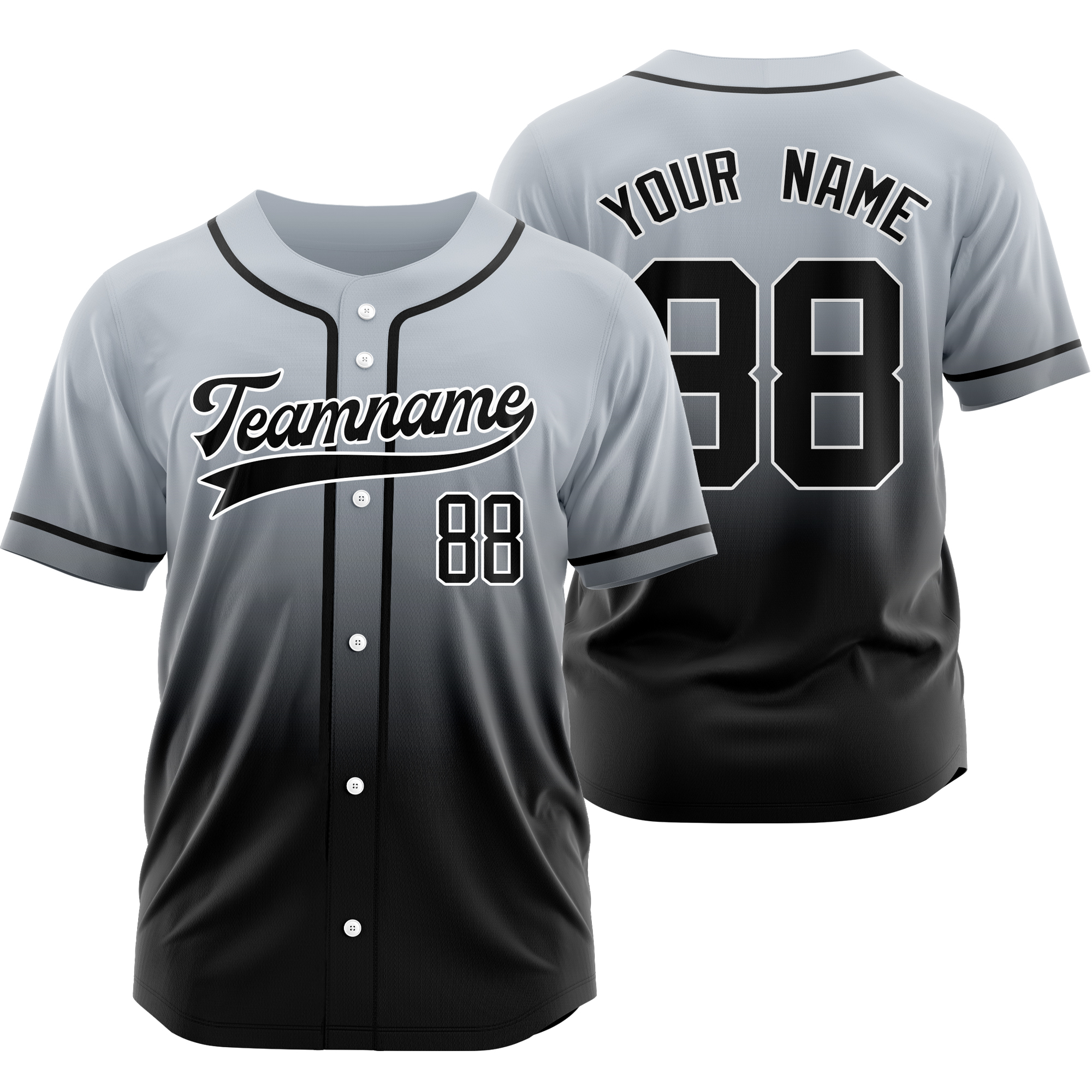 Custom Gray Black Gradient Baseball Jersey Personalized Shirt