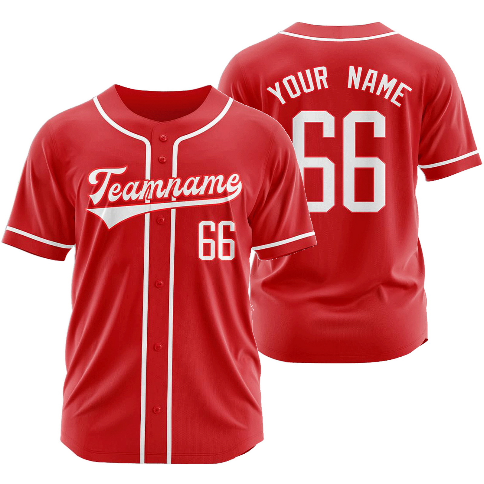 Custom Red White Baseball Jersey Fashion Plain Softball Shirt