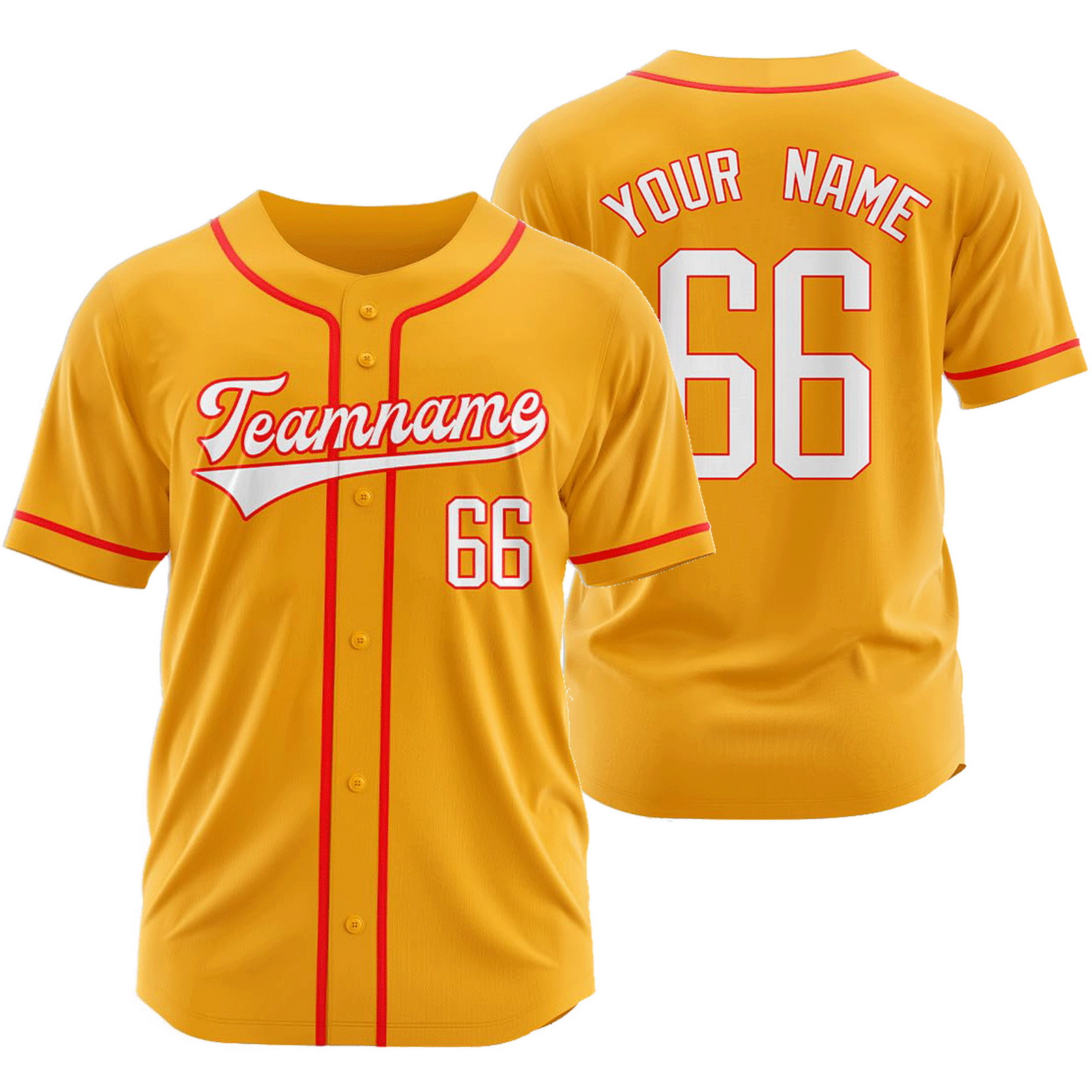 Custom Yellow Baseball Jersey Fashion Plain Softball Shirt