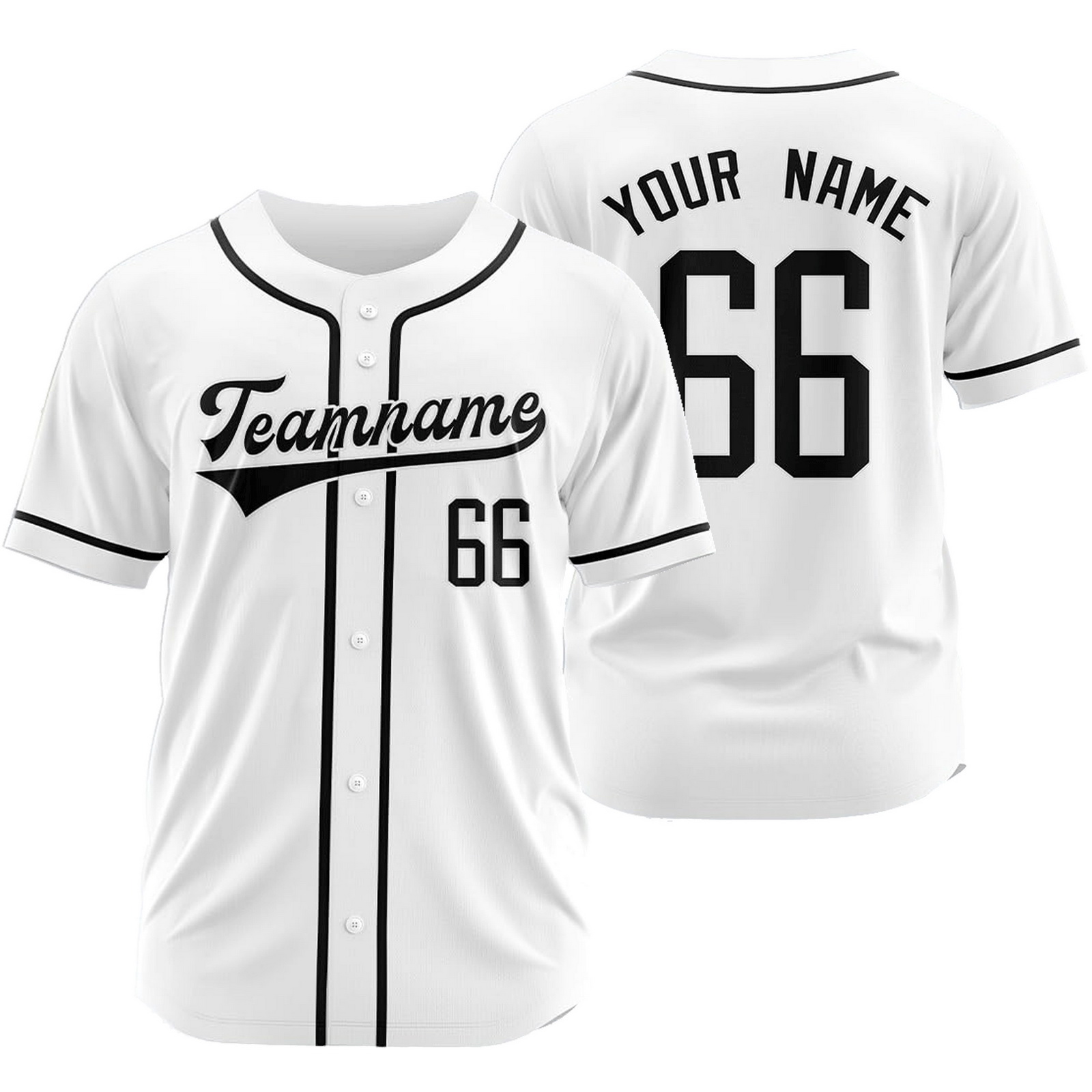 Custom White Black Baseball Jersey Fashion Plain Softball Shirt