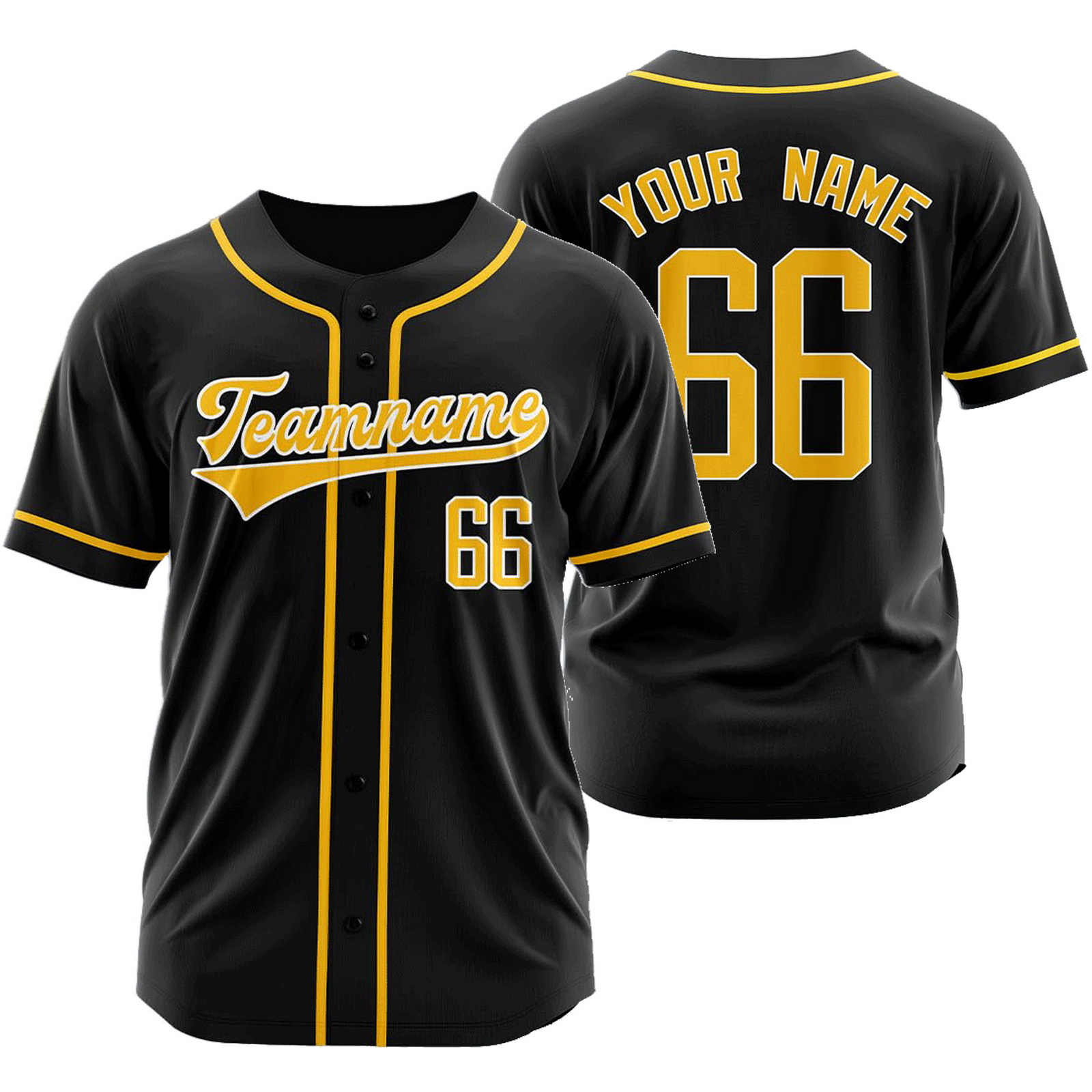 Custom Black Gold Baseball Jersey Fashion Plain Softball Shirt