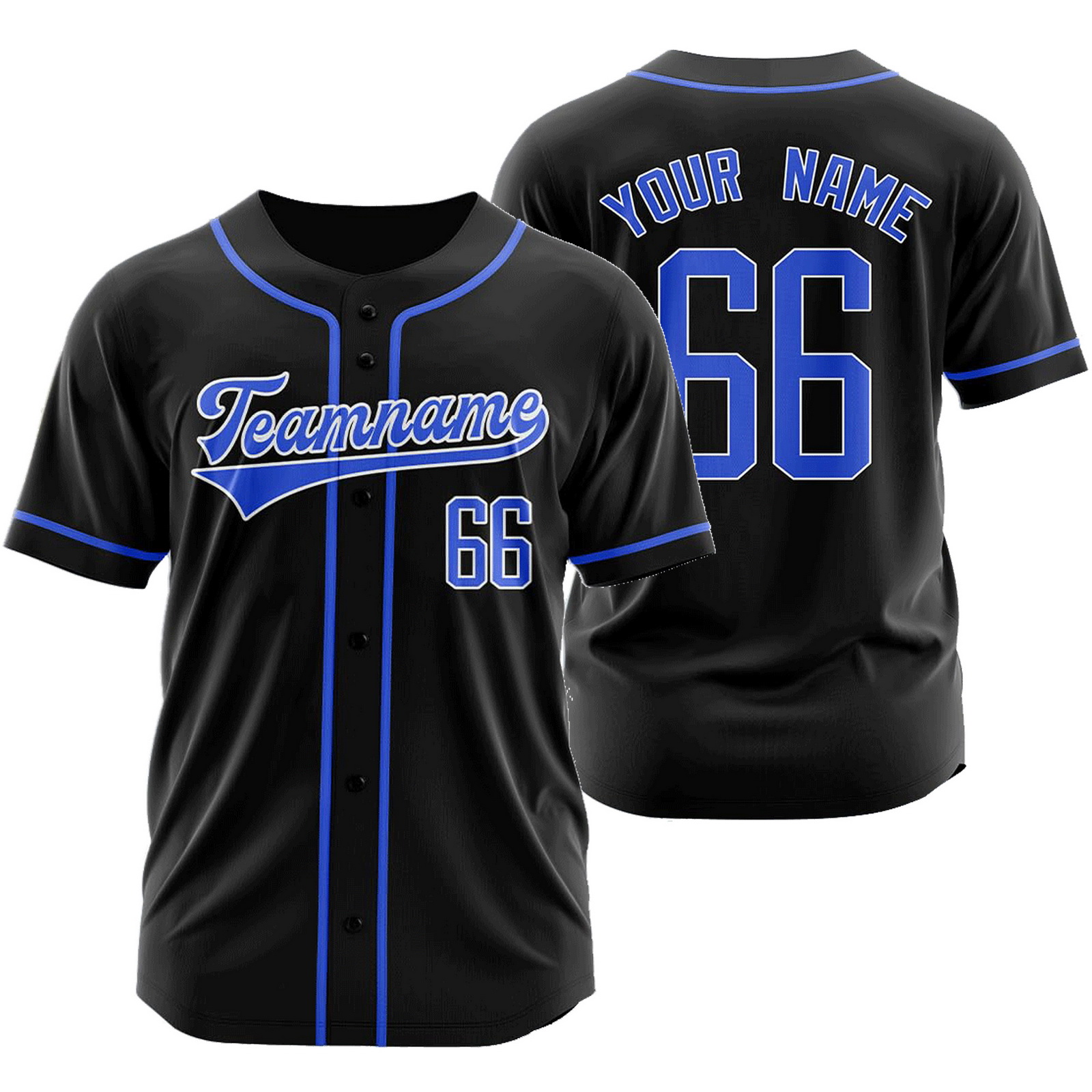 Custom Black Blue Baseball Jersey Fashion Plain Softball Shirt