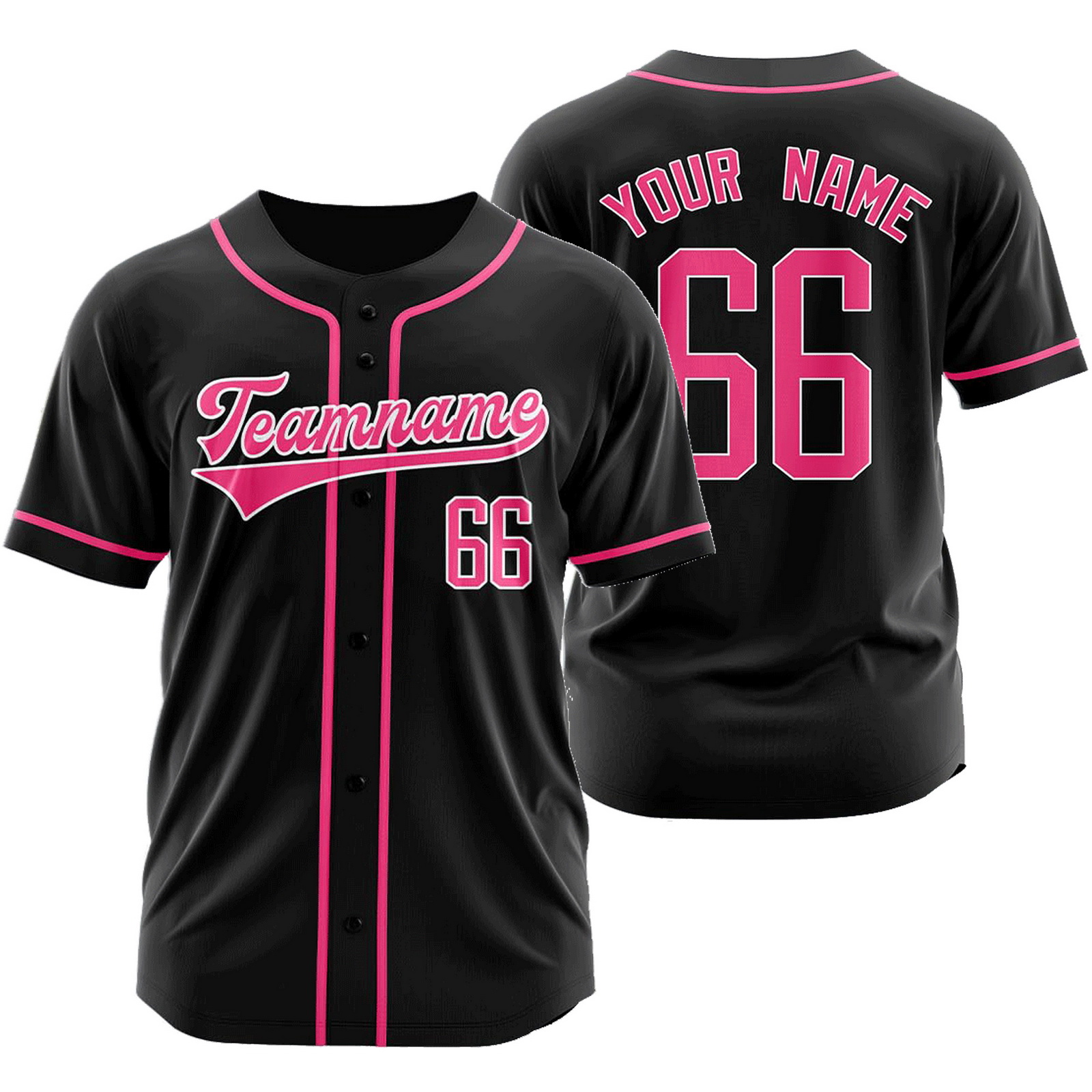 Custom Black Pink Baseball Jersey Fashion Plain Softball Shirt