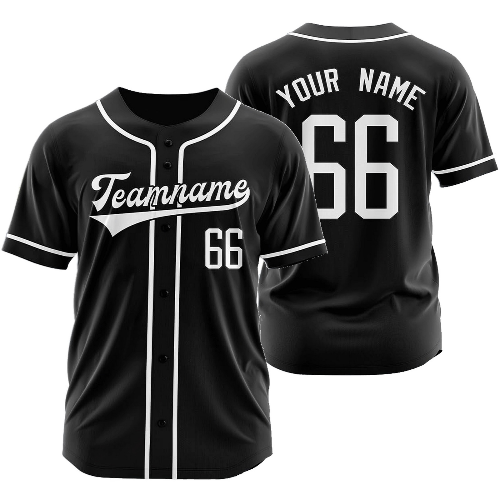 Custom Black White Baseball Jersey Fashion Plain Softball Shirt