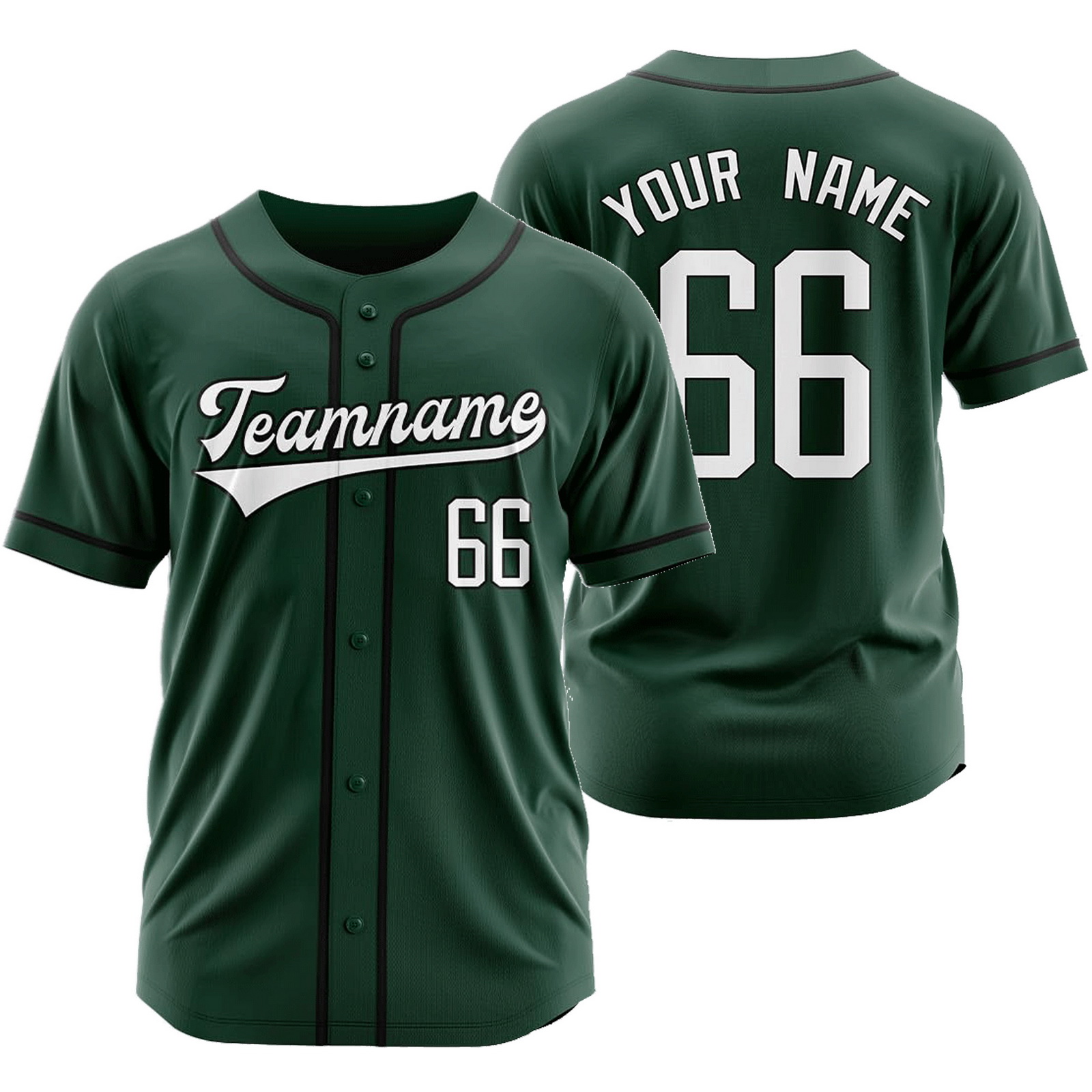 Custom Green White Baseball Jersey Fashion Plain Softball Shirt