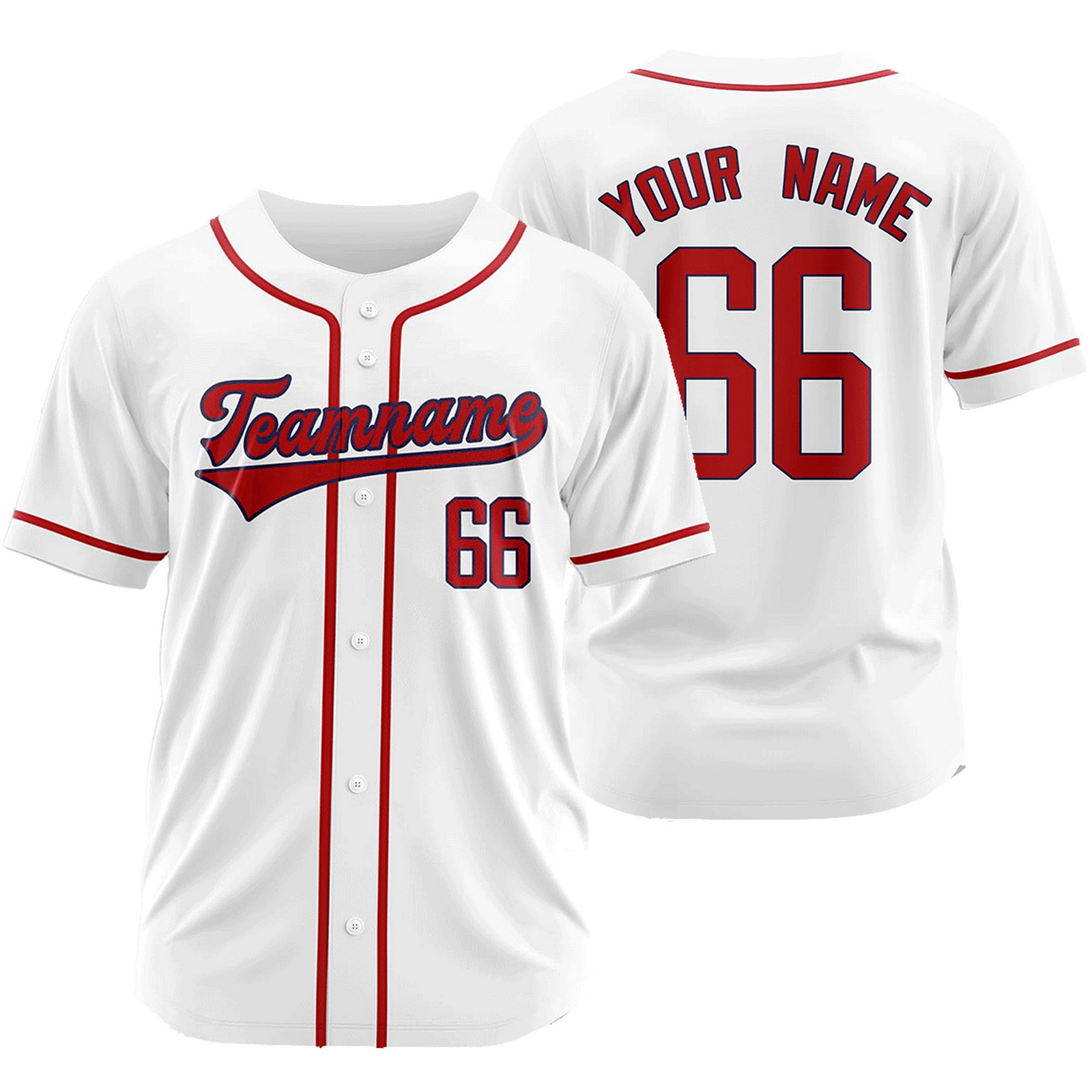 Custom White Red Baseball Jersey Fashion Plain Softball Shirt
