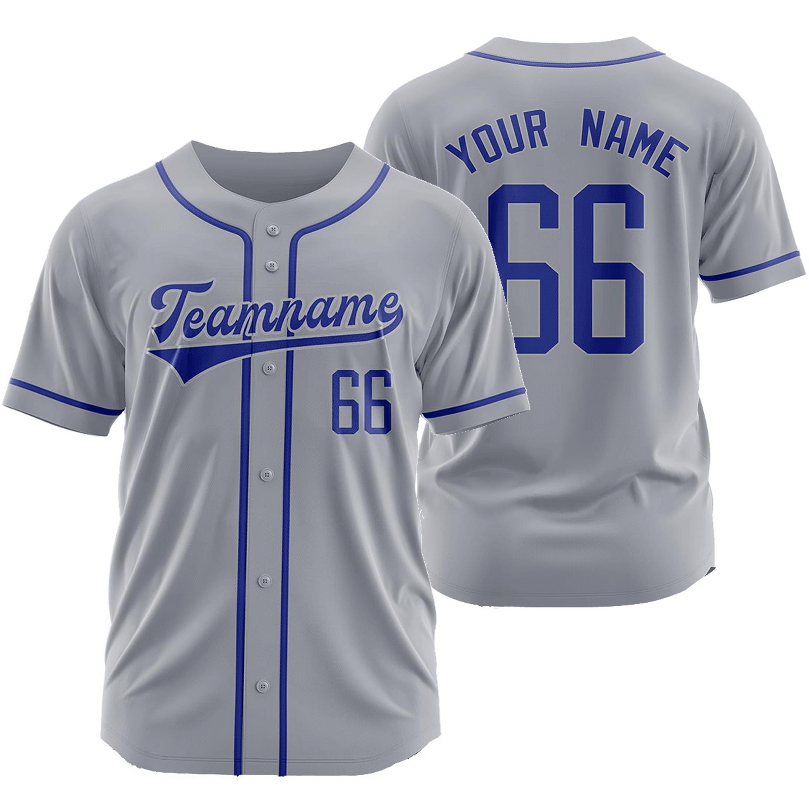 Custom Grey Blue Baseball Jersey Fashion Plain Softball Shirt
