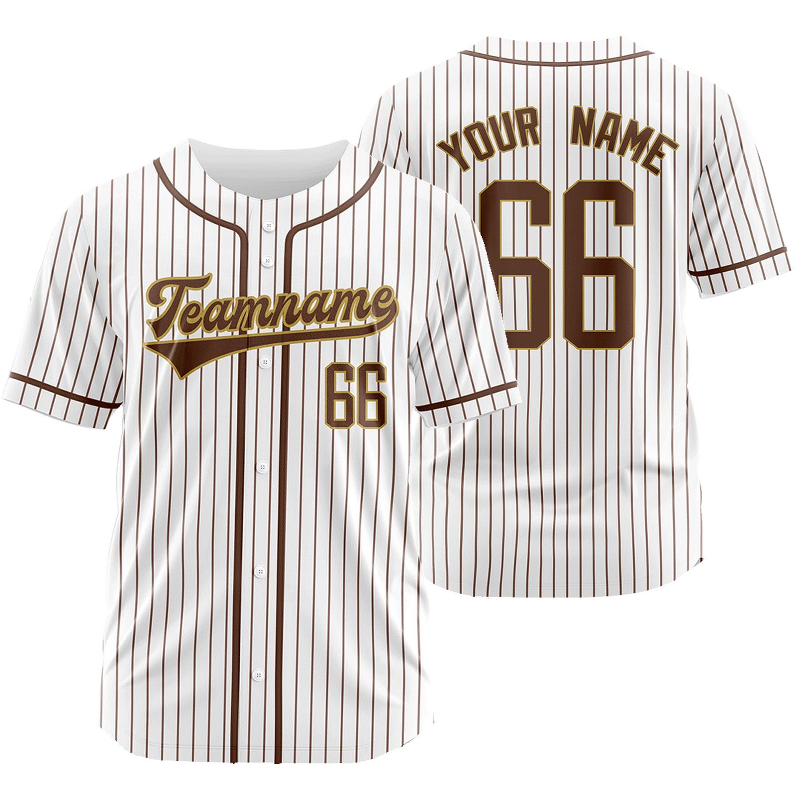 Custom White Brown Baseball Jersey Pinstripe Mesh Softball Shirt