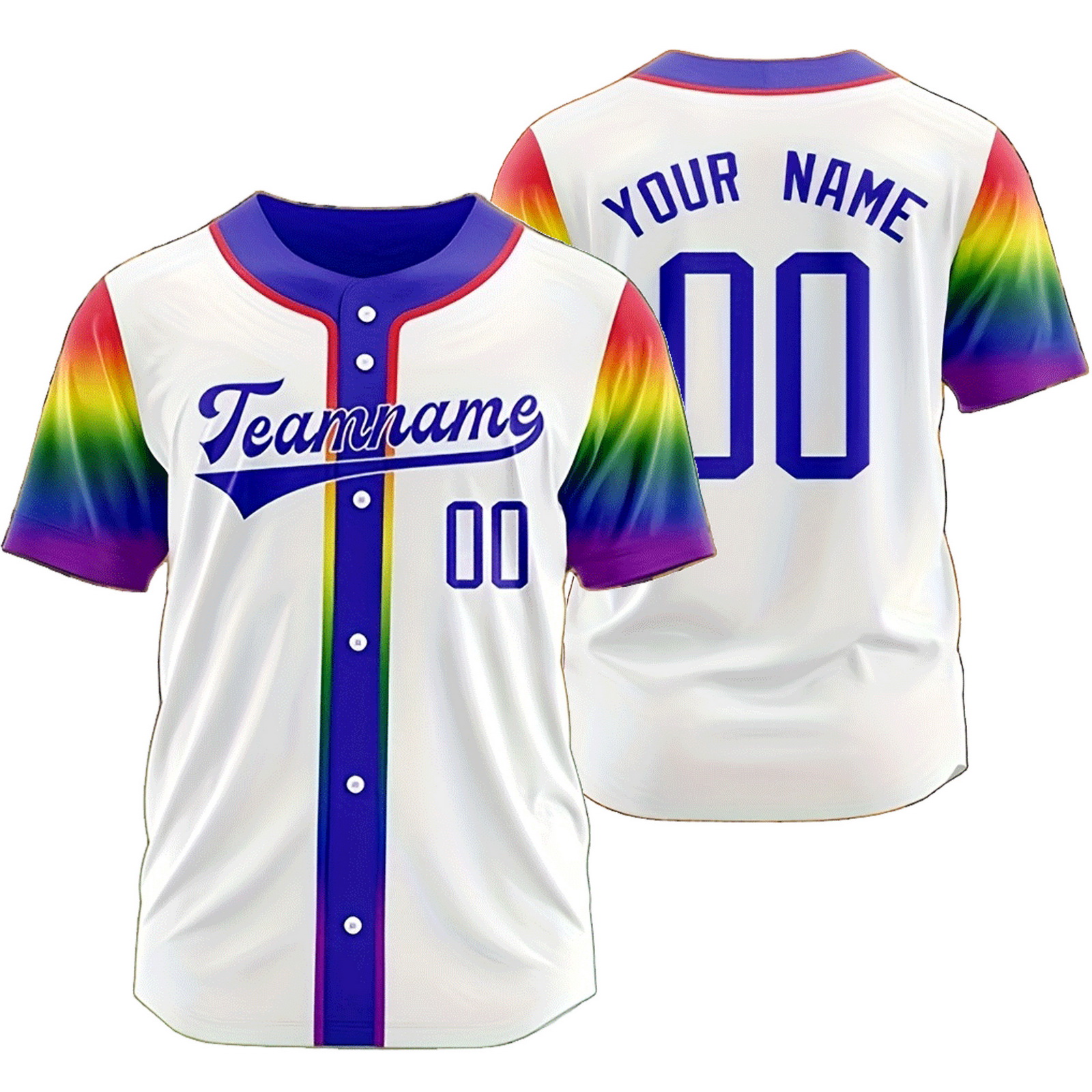 Custom White C Rainbow Baseball Jersey Mesh Softball Shirt