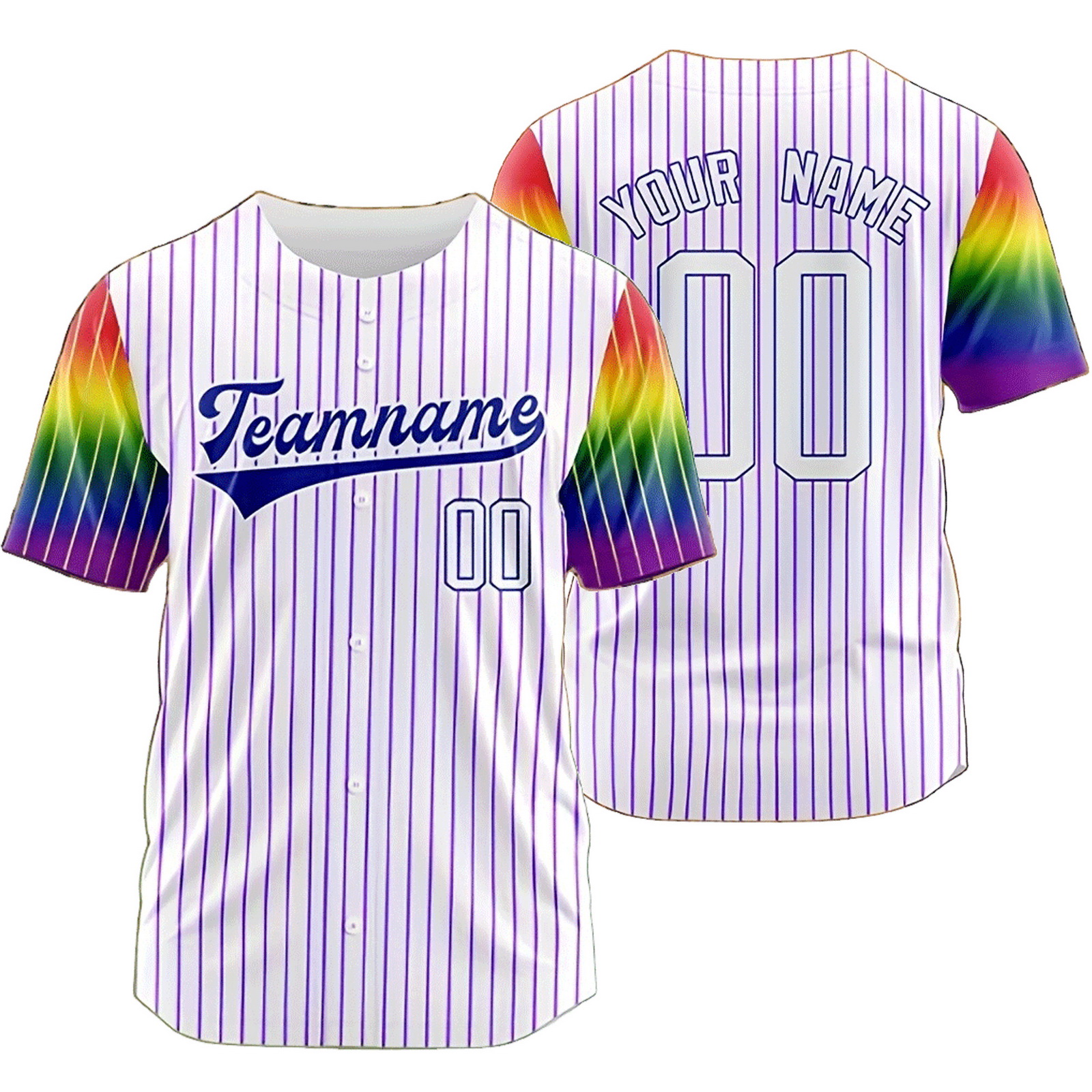Custom White Striped C Rainbow Baseball Jersey Mesh Shirt