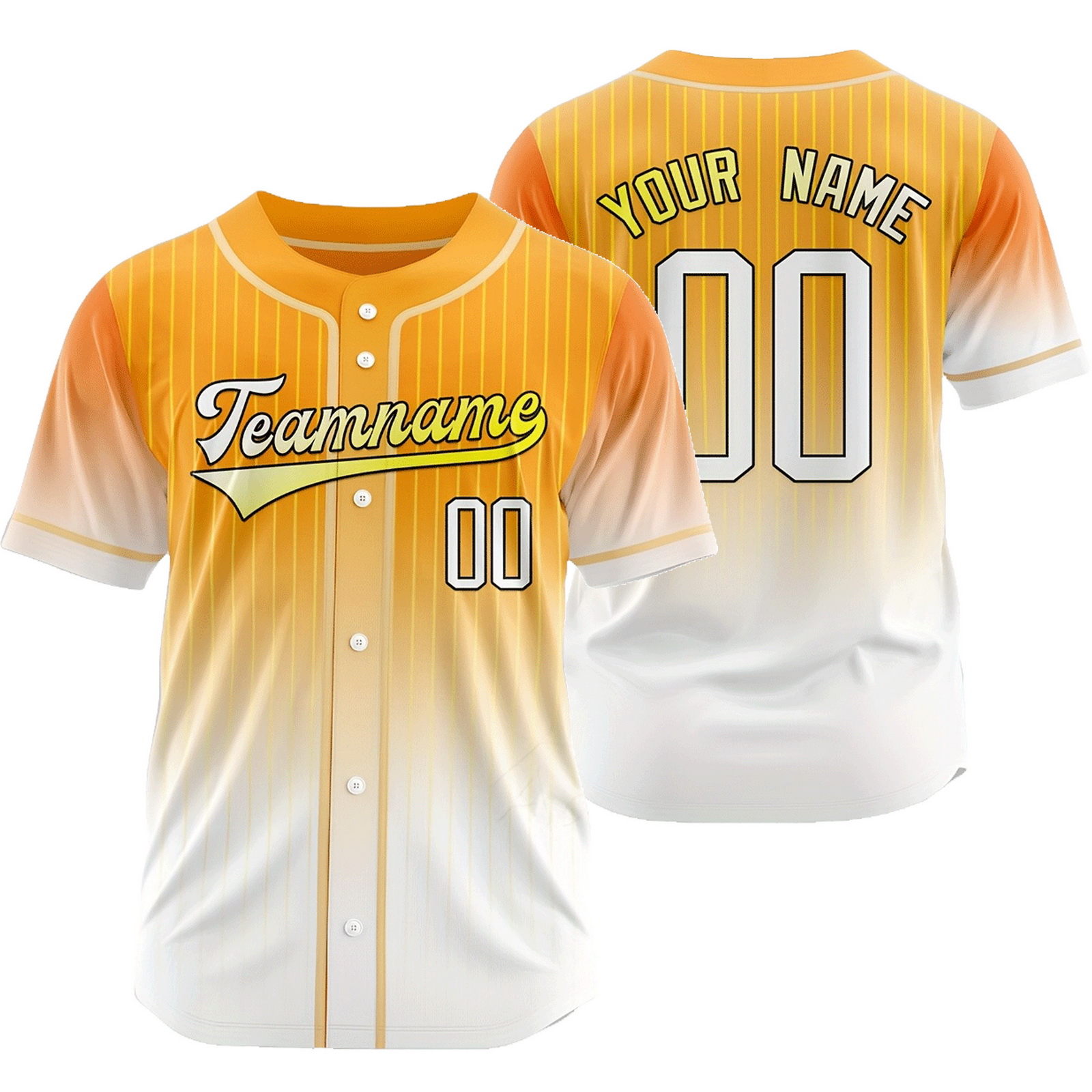 Custom Orange White Pinstripe Baseball Jersey Gradient Mesh Shirt