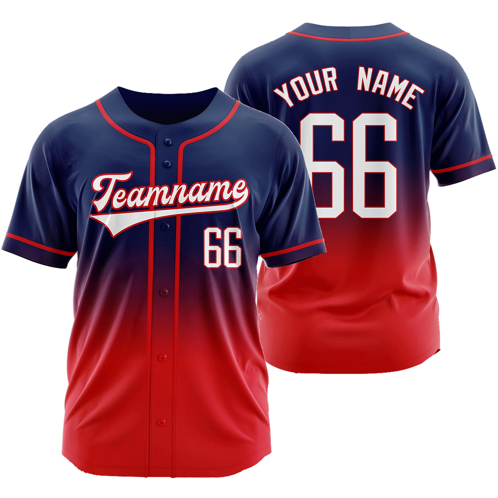 Custom Navy Red Gradient Baseball Jersey Mesh Softball Shirt