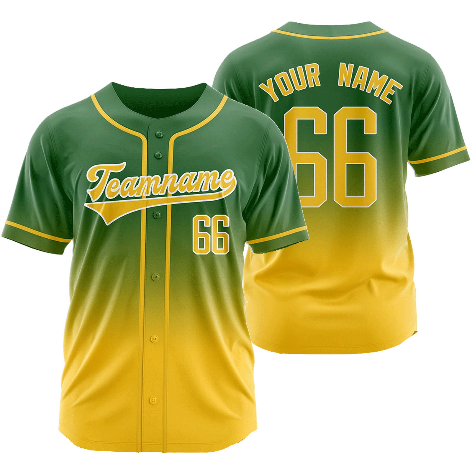 Custom Green Yellow Gradient Baseball Jersey Mesh Softball Shirt