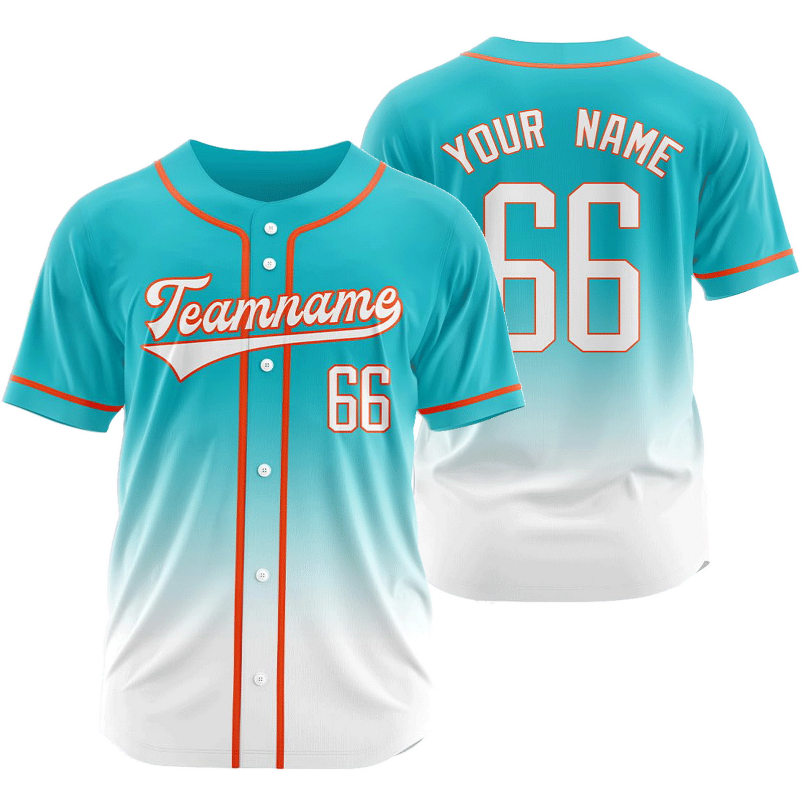 Custom Teal White Gradient Baseball Jersey Mesh Softball Shirt