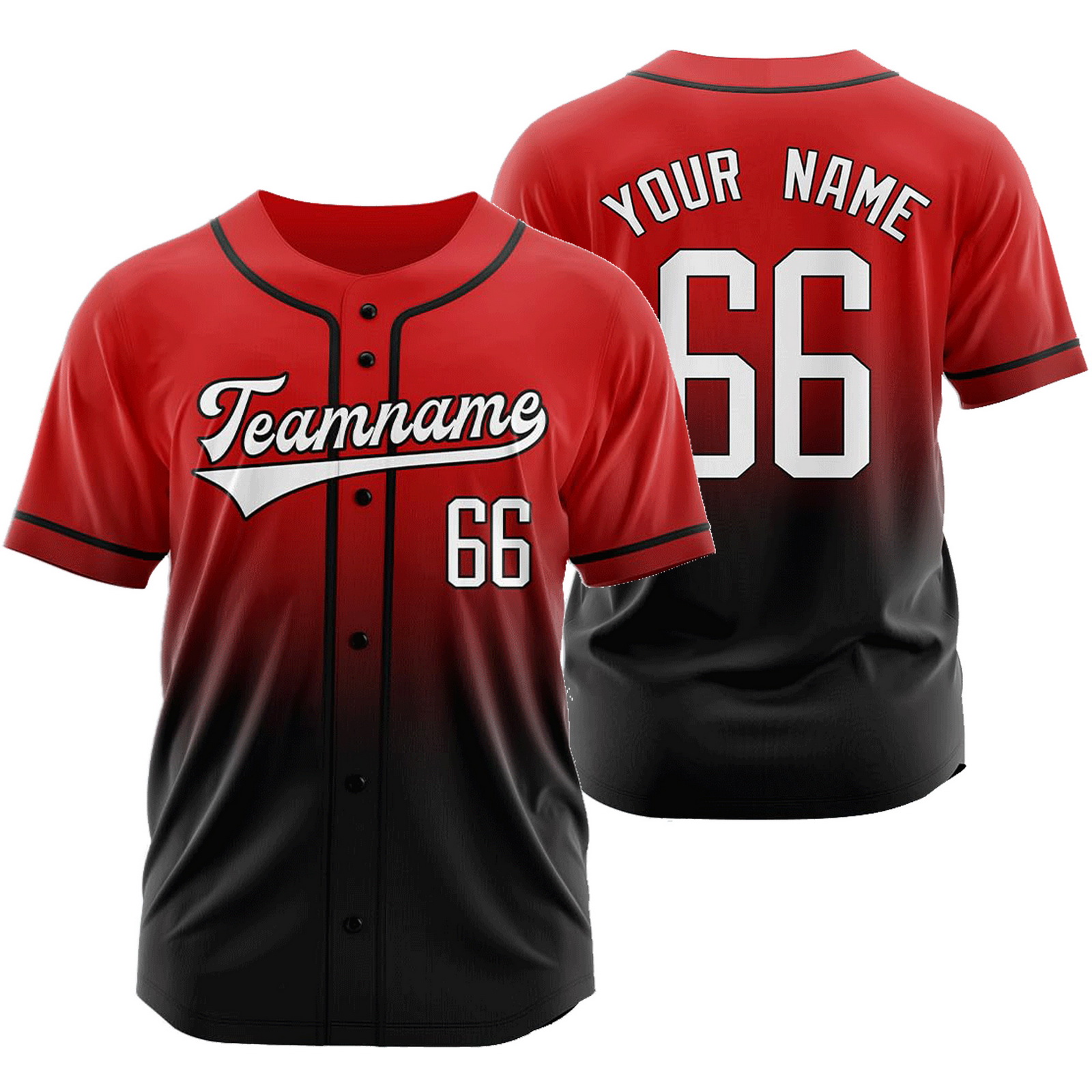 Custom Red Black Gradient Baseball Jersey Mesh Softball Shirt