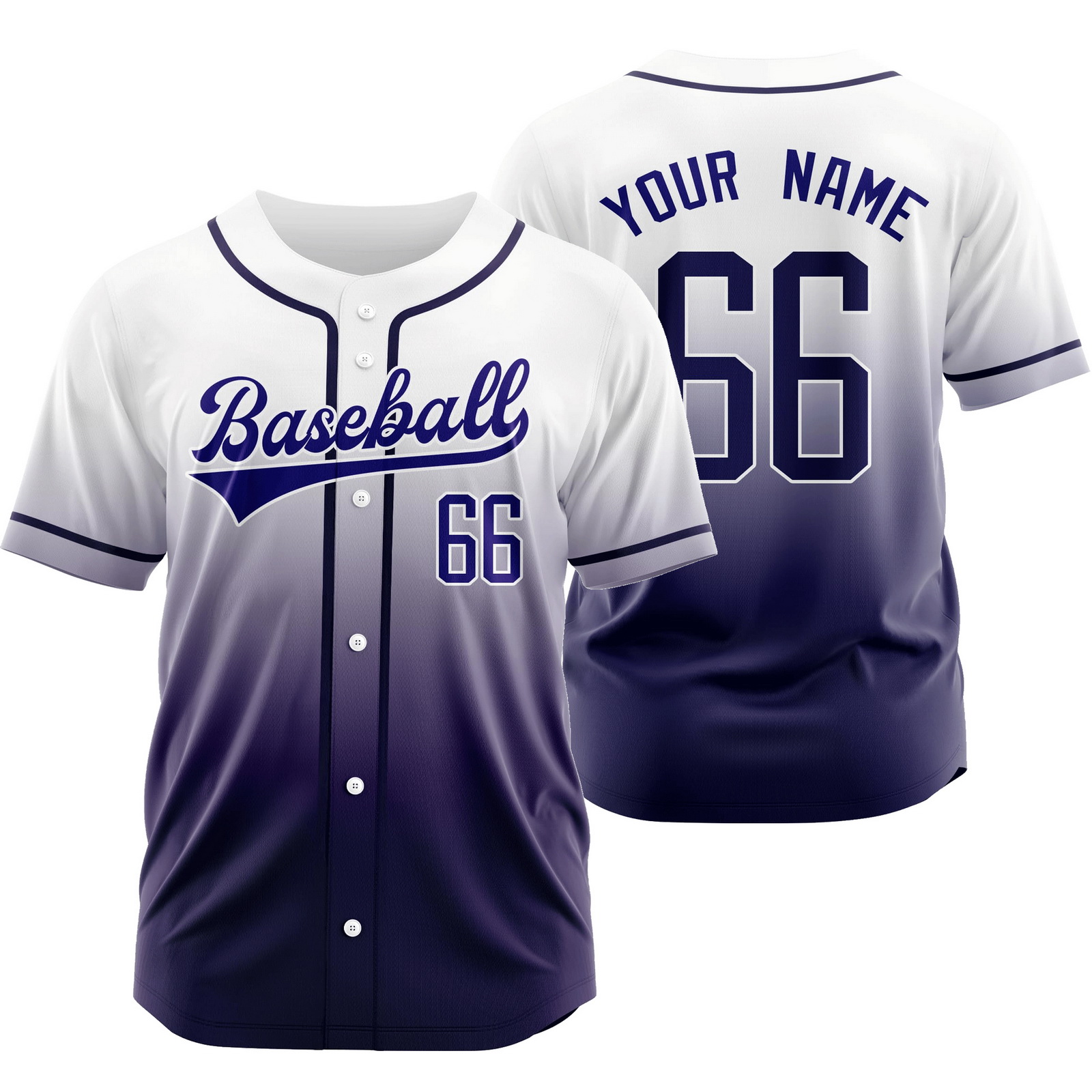 Custom White Navy Gradient Baseball Jersey Mesh Softball Shirt
