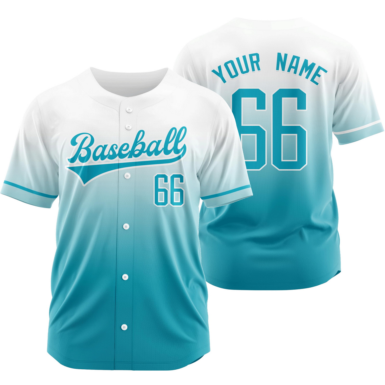 Custom White Blue H Gradient Baseball Jersey Mesh Softball Shirt