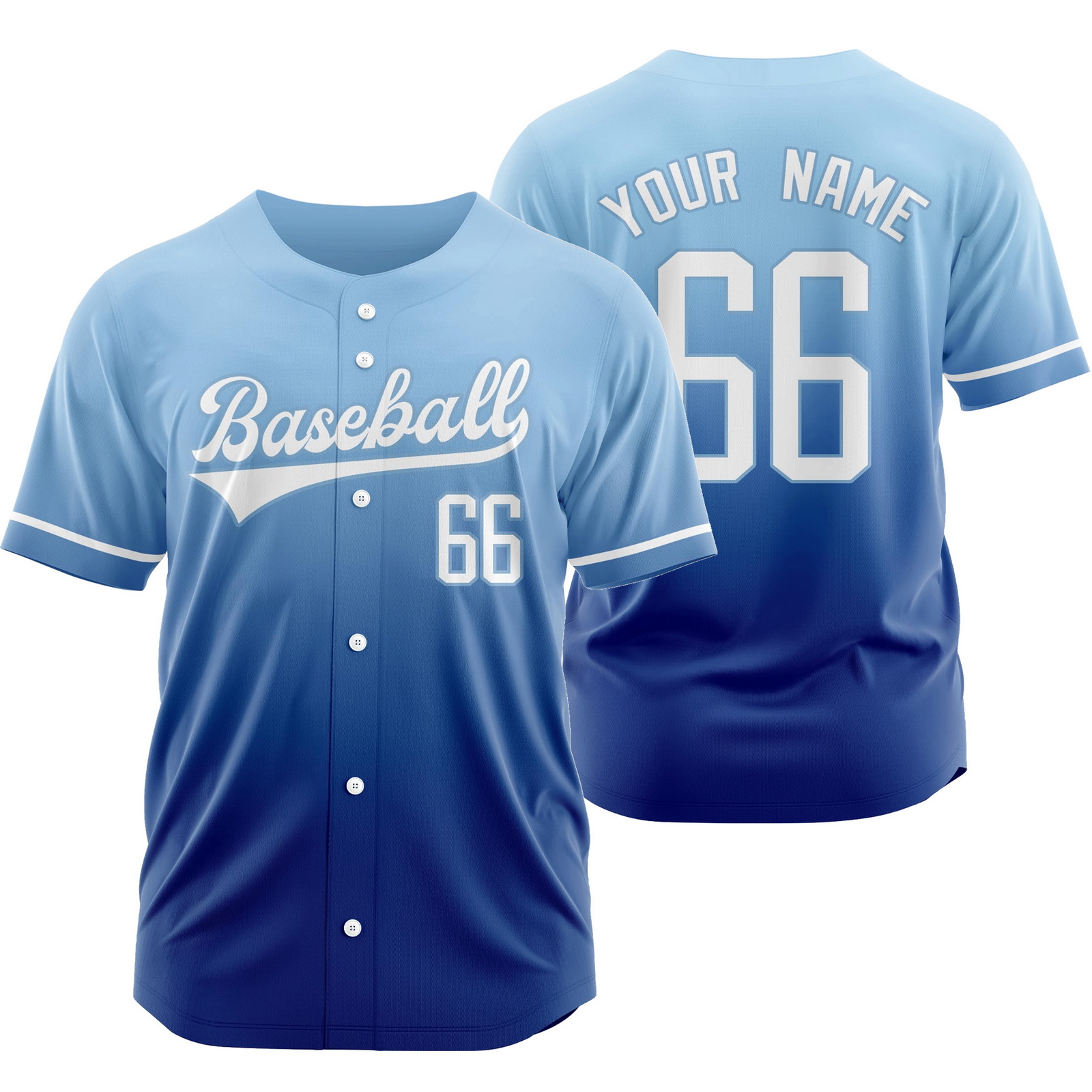 Custom Blue Blue F Gradient Baseball Jersey Mesh Softball Shirt