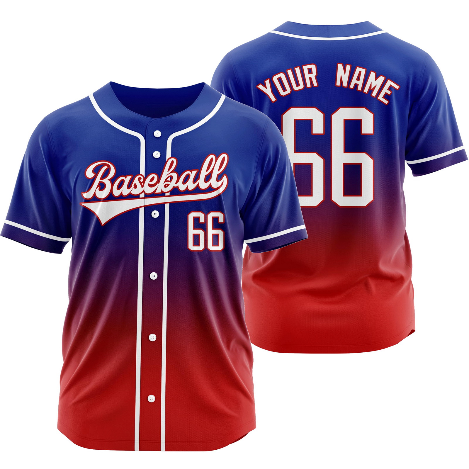 Custom Blue Red B Gradient Baseball Jersey Mesh Softball Shirt