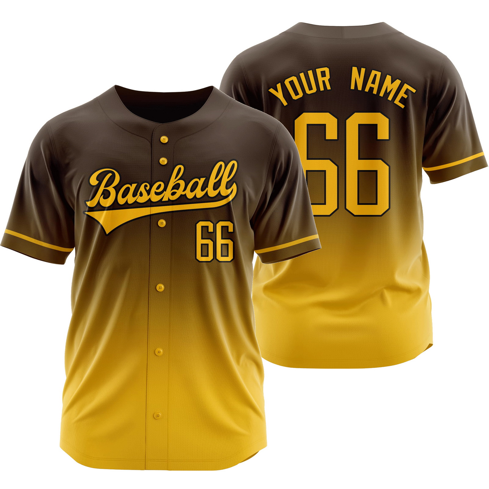 Custom Gray Yellow Gradient Baseball Jersey Mesh Softball Shirt