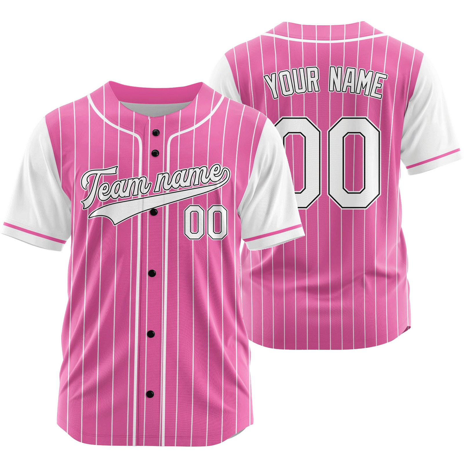 Custom Pink White Striped Baseball Jersey Team Softball Shirt