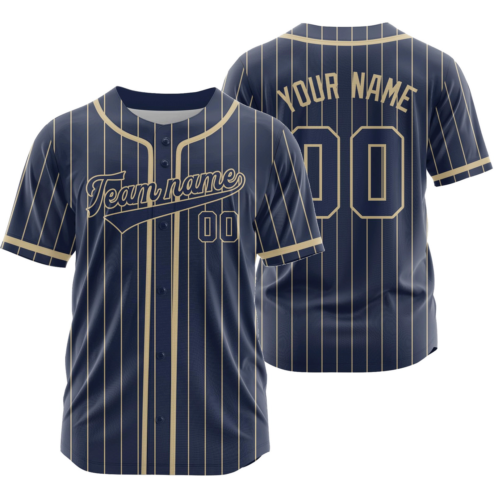 Custom Navy Striped Baseball Jersey Team Softball Shirt