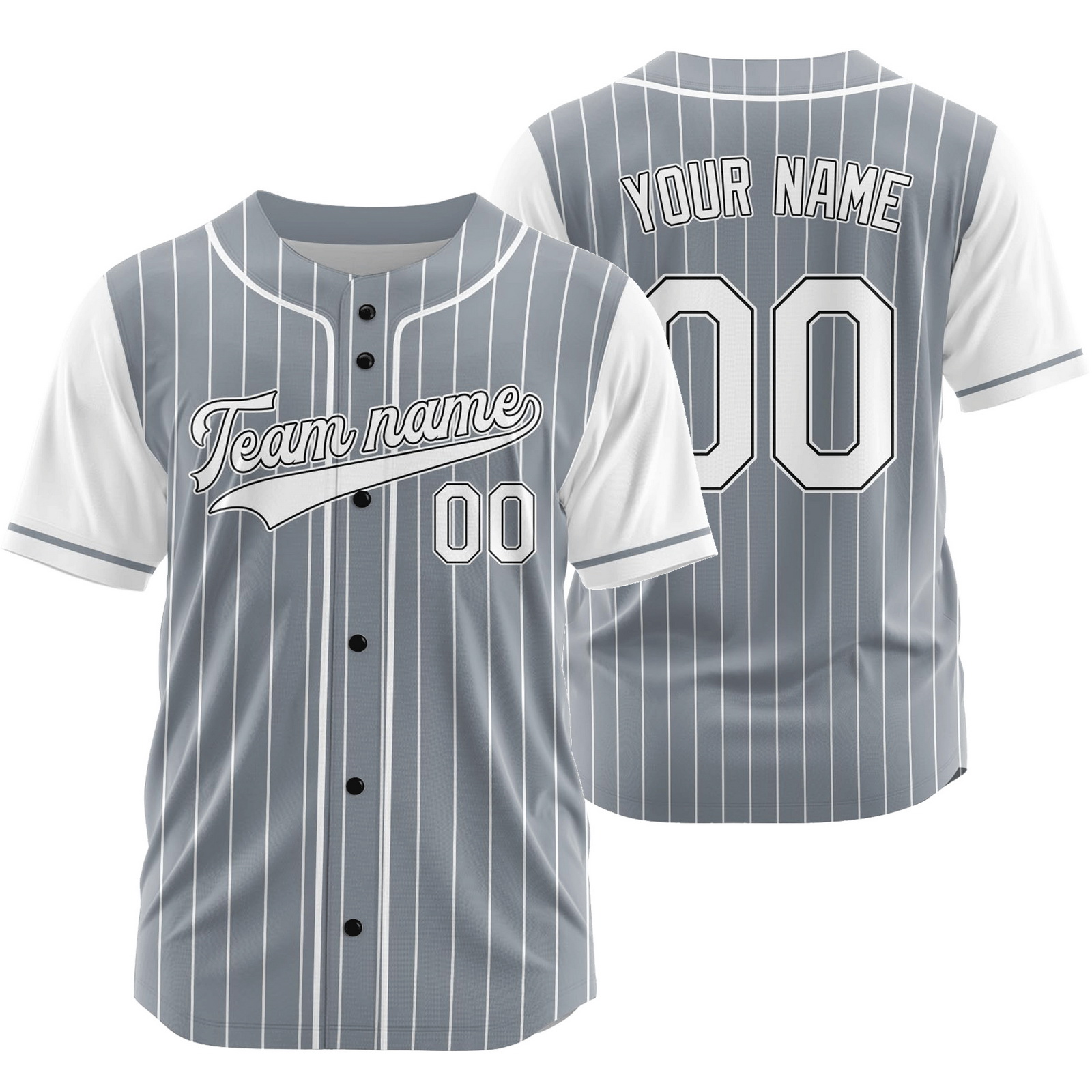 Custom Grey Striped Baseball Jersey Team Softball Shirt