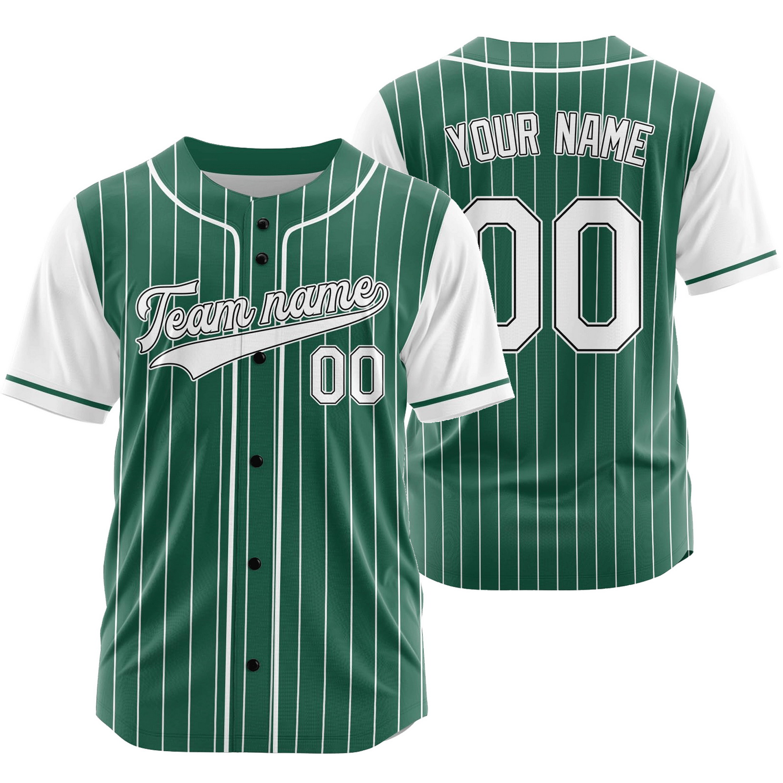 Custom Green Striped Baseball Jersey Team Softball Shirt